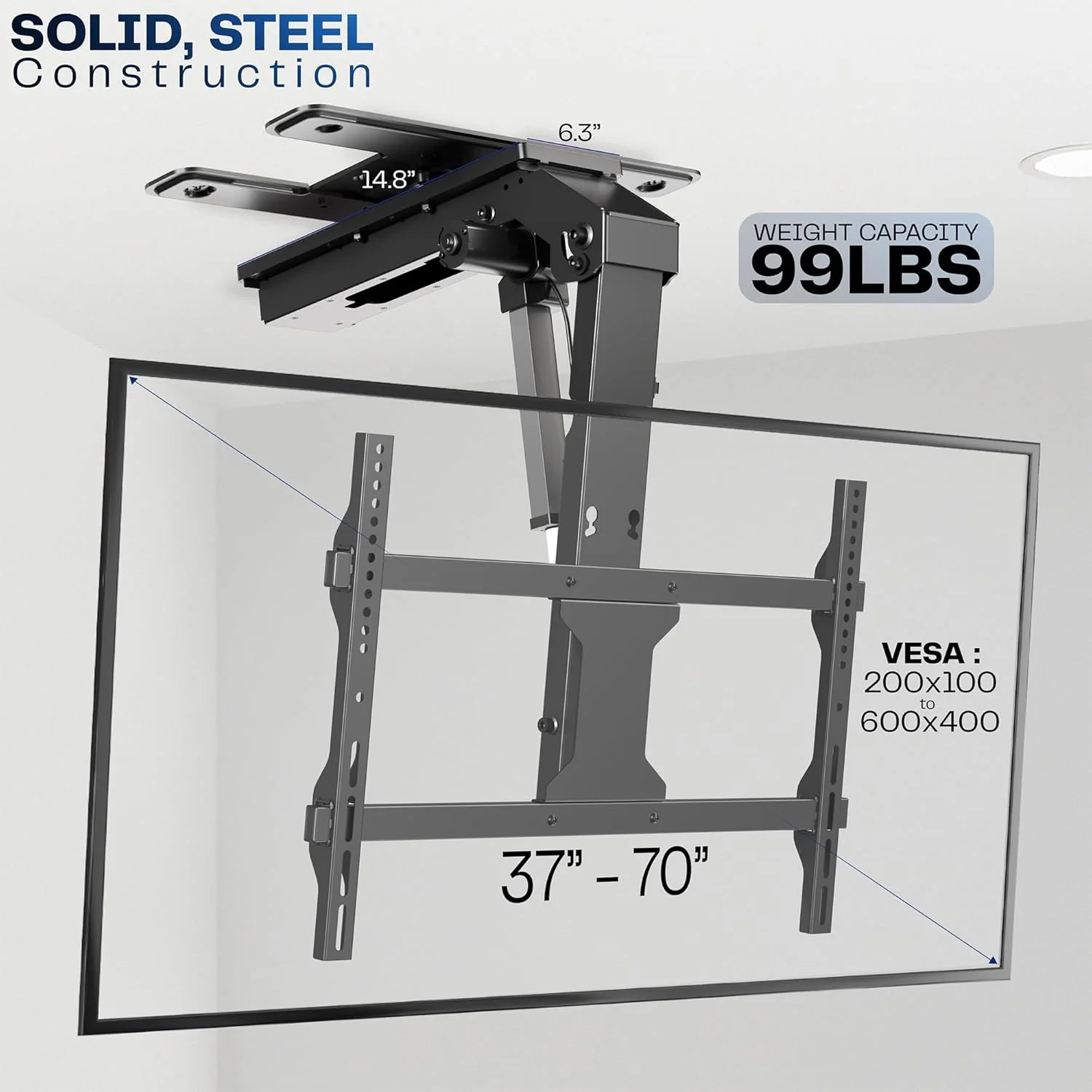 VIVO Electric Ceiling TV Mount, 37–70", Motorized, App Control, Black - Image 3