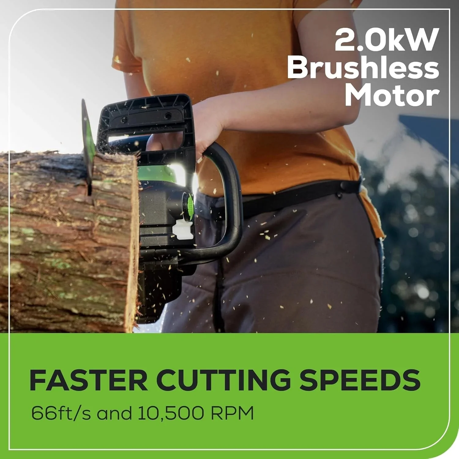 Greenworks 40V 16" Brushless Cordless Chainsaw, 4.0Ah Battery and Charger Included - Image 7