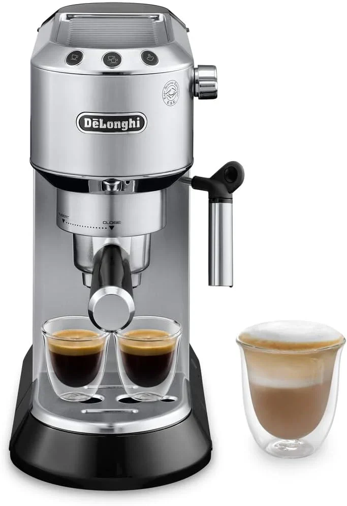 De'Longhi Dedica Espresso Machine With Manual Milk Frother, 1 Liters, Silver - EC680M