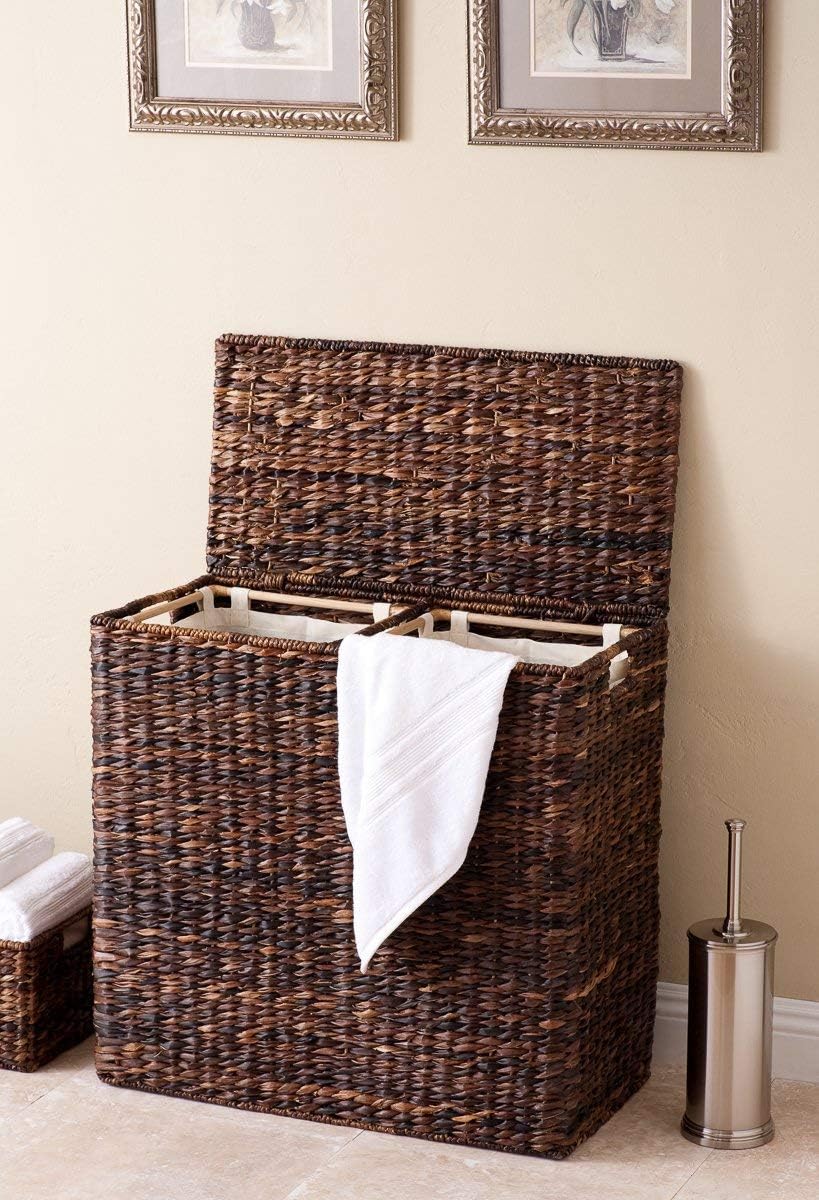 Sofia + Sam Oversized Divided Seagrass Hamper With 2 Canvas Liners, 28 x 14 x 27 Inches - 4602 - Image 16