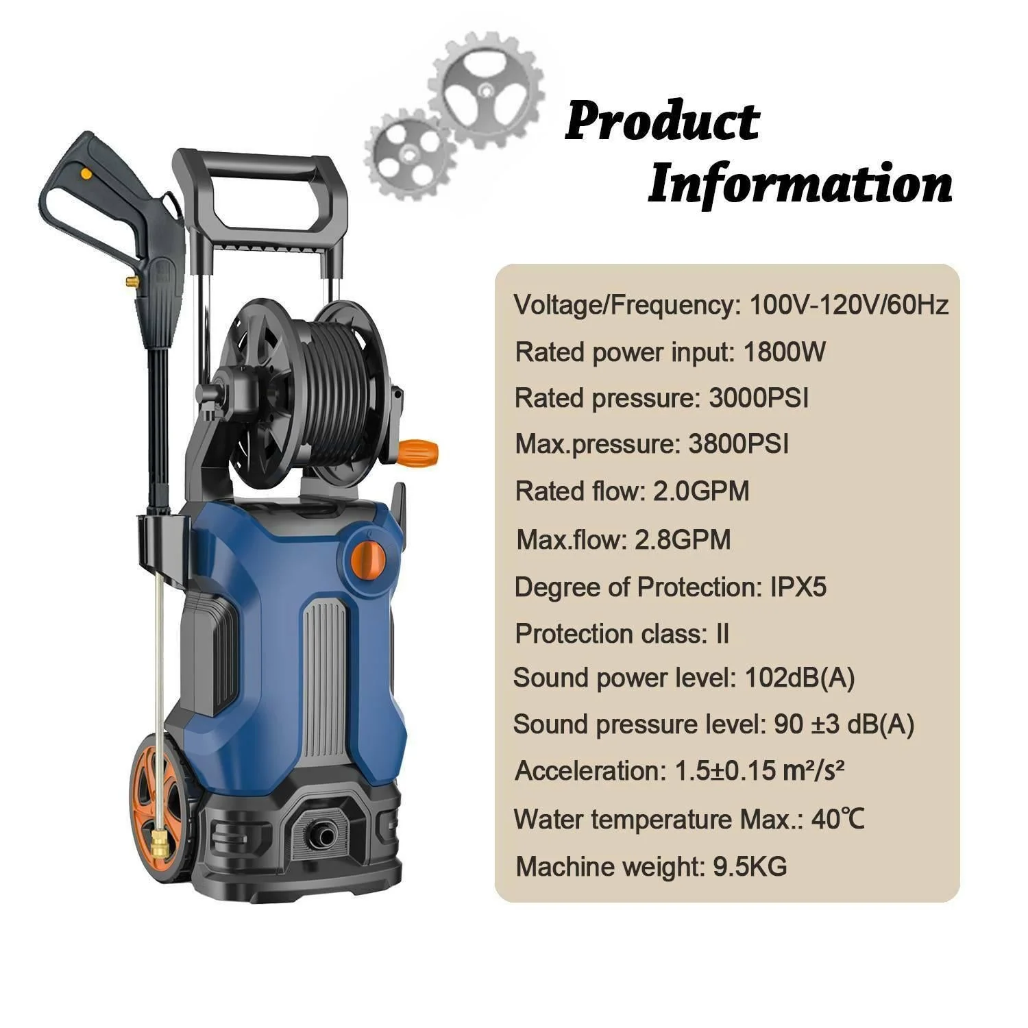3800PSI 2.8GPM Electric Pressure Washer High Power Cleaner,Water Sprayer Machine - Image 5