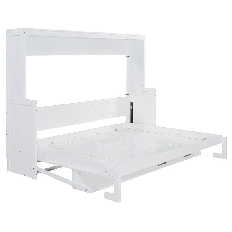 Queen/Full Size Murphy Bed with Hydraulic Lift and Integrated Desk Design - Image 10