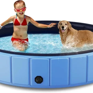 Totiro Foldable Dog Swimming Pool, 120in x 20in, PVC, Blue