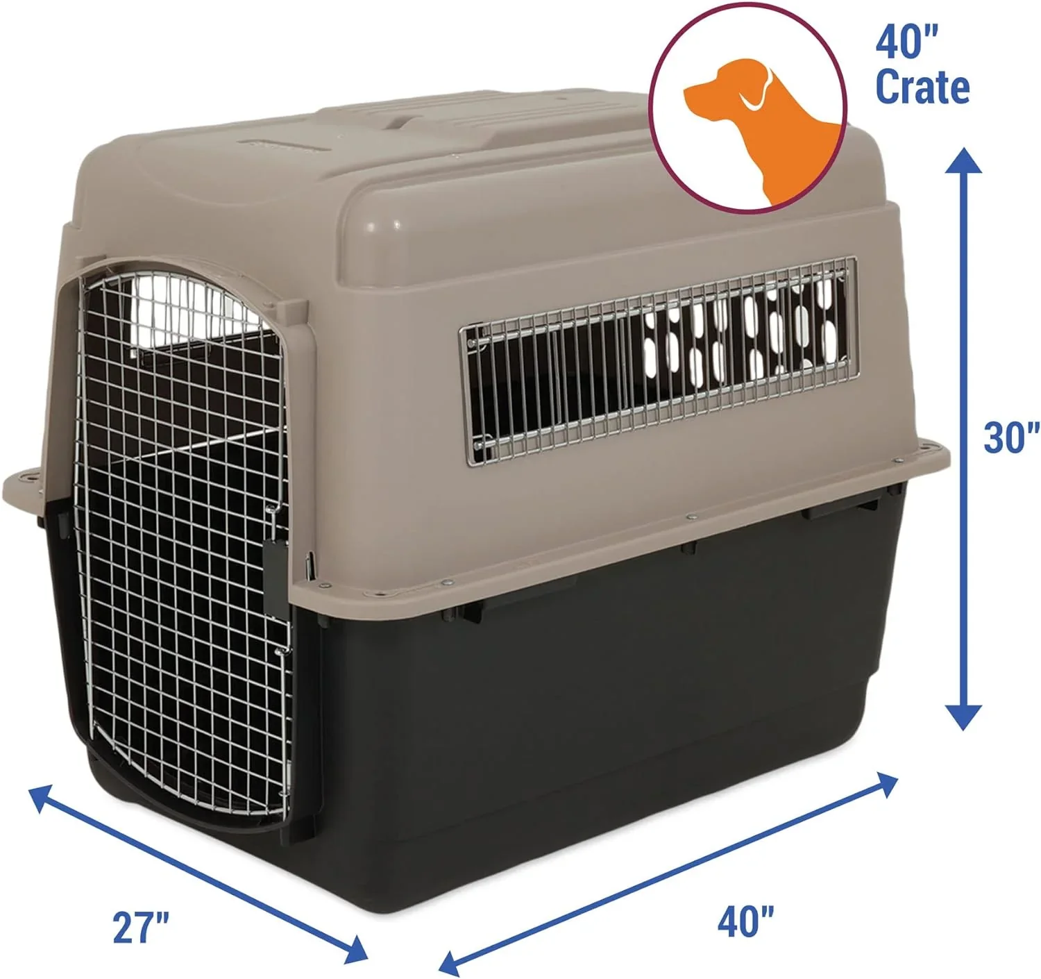 Petmate Ultra Vari Dog Travel Kennel, 48 in Long, 90 to 125 lbs - Taupe Black - Image 15