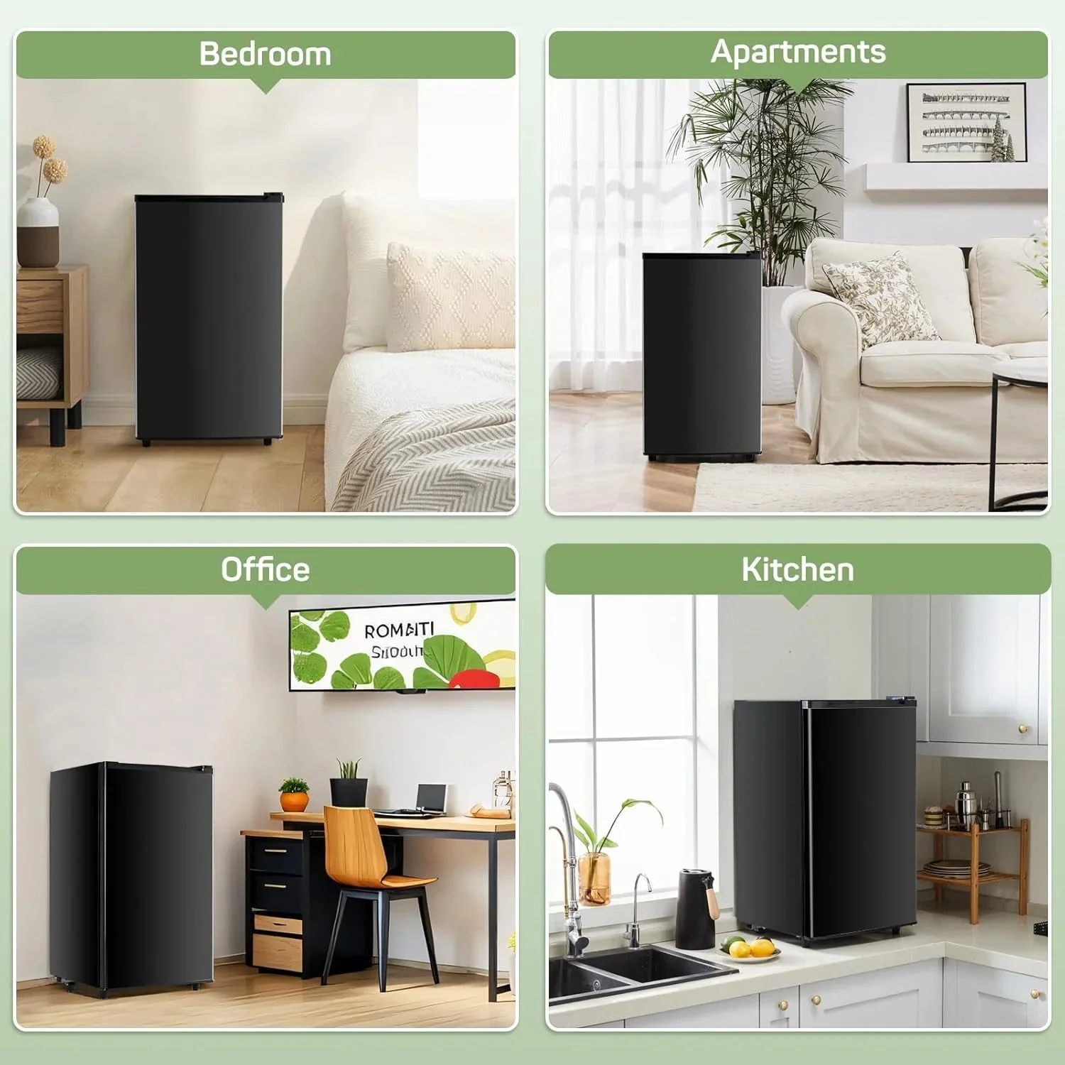 Mini Refrigerator With Internal Freezer, 3.2 Cu. Ft, Black, 17.5 x 17.7 x 31.5 in - Image 4