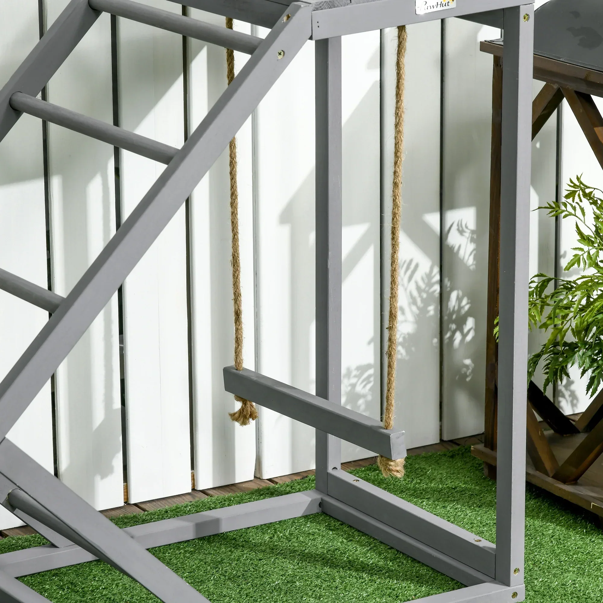 PawHut Chicken Activity Play Center With Swing, Perches And Platform, Pastel Gray - D51-350V00GY - Image 8