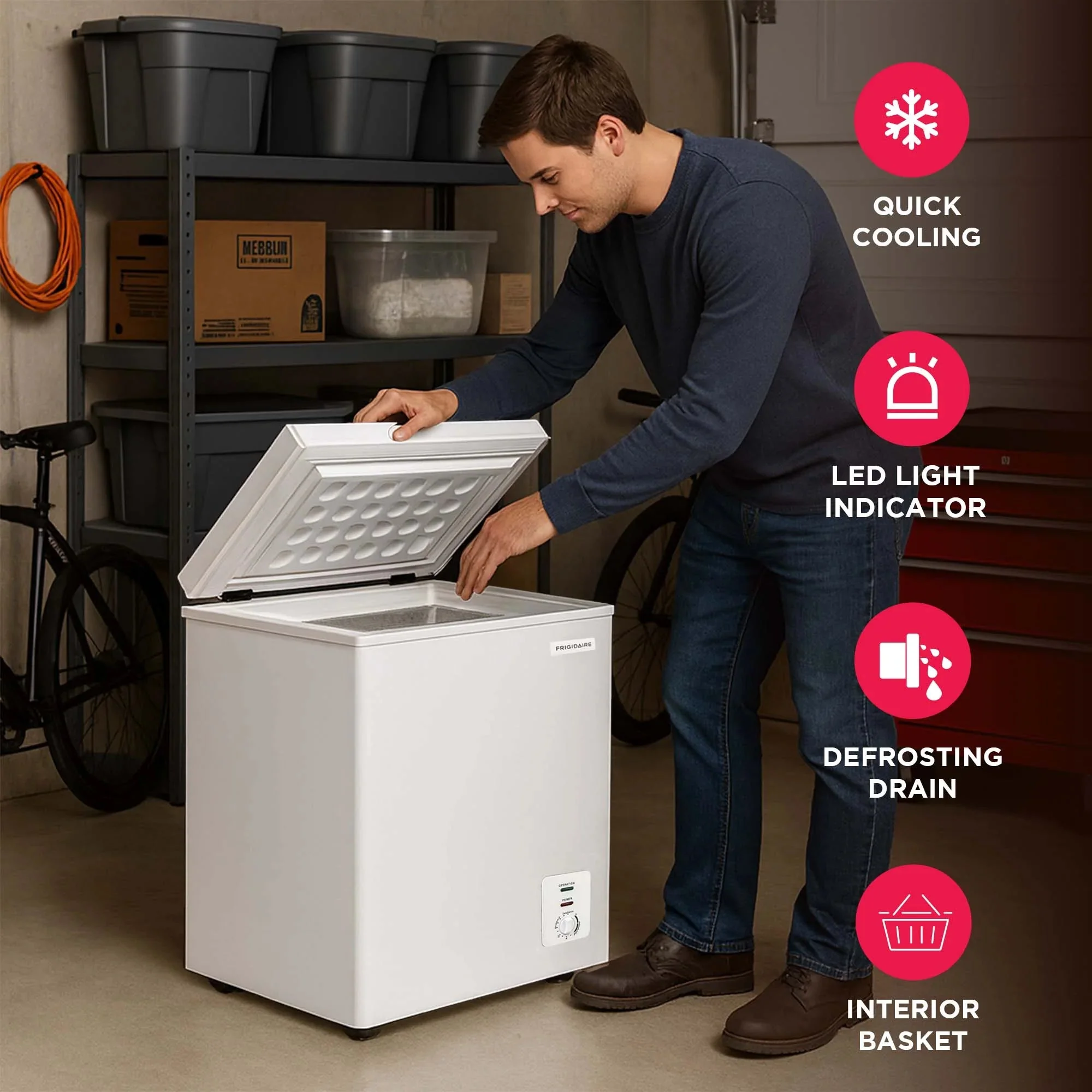 Frigidaire Chest Freezer, 2.1 Cu. Ft., White - Image 3