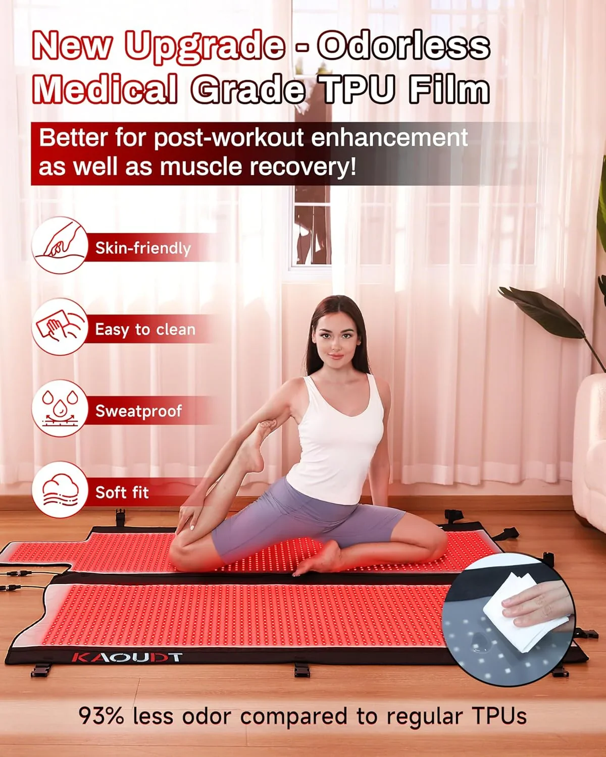 Red Light Therapy Mat, Medical-Grade TPU, 2570 LEDs, 73in x 33in - 2025 - Image 4