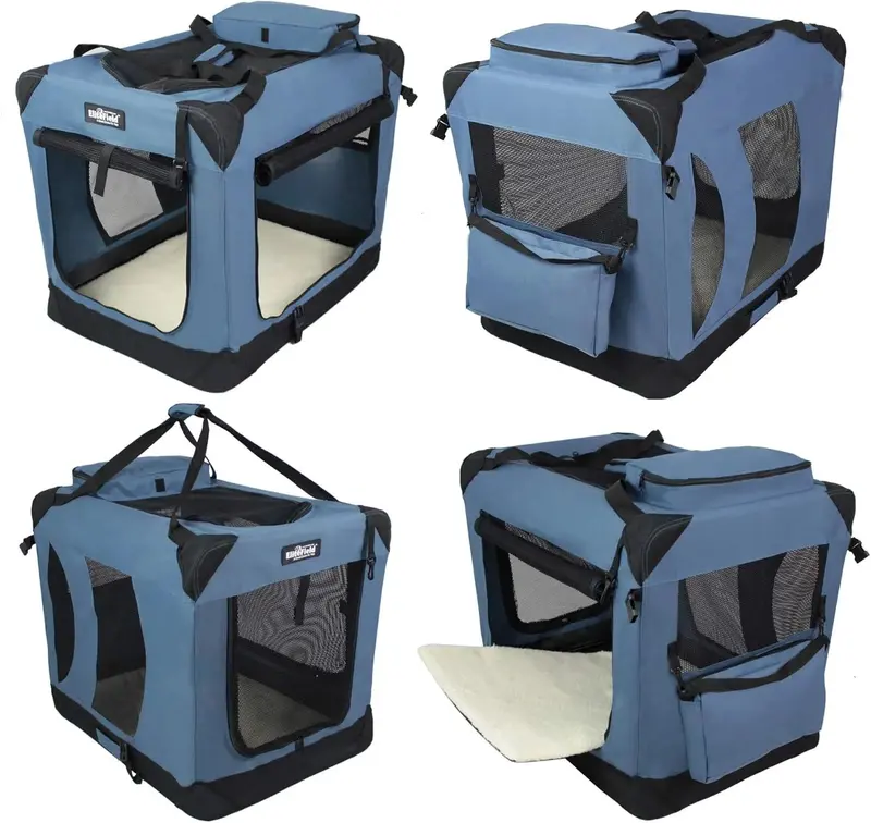 EliteField 3-Door Folding Soft Dog Crate With Carrying Bag - 36in L x 24in W x 28in H - Image 3