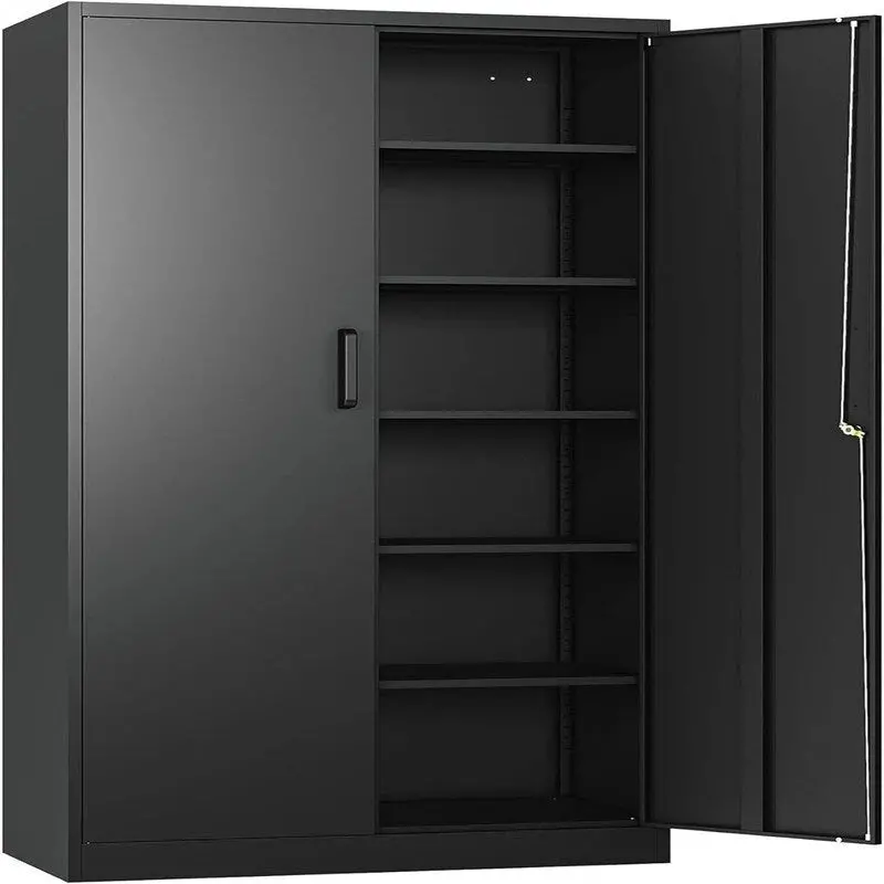 Heavy-Duty Metal Garage Storage Cabinet, Lockable Freestanding 5 Adjustable Shelves, 70.87 inch31.5 inch15.7 inches - Black - Image 2