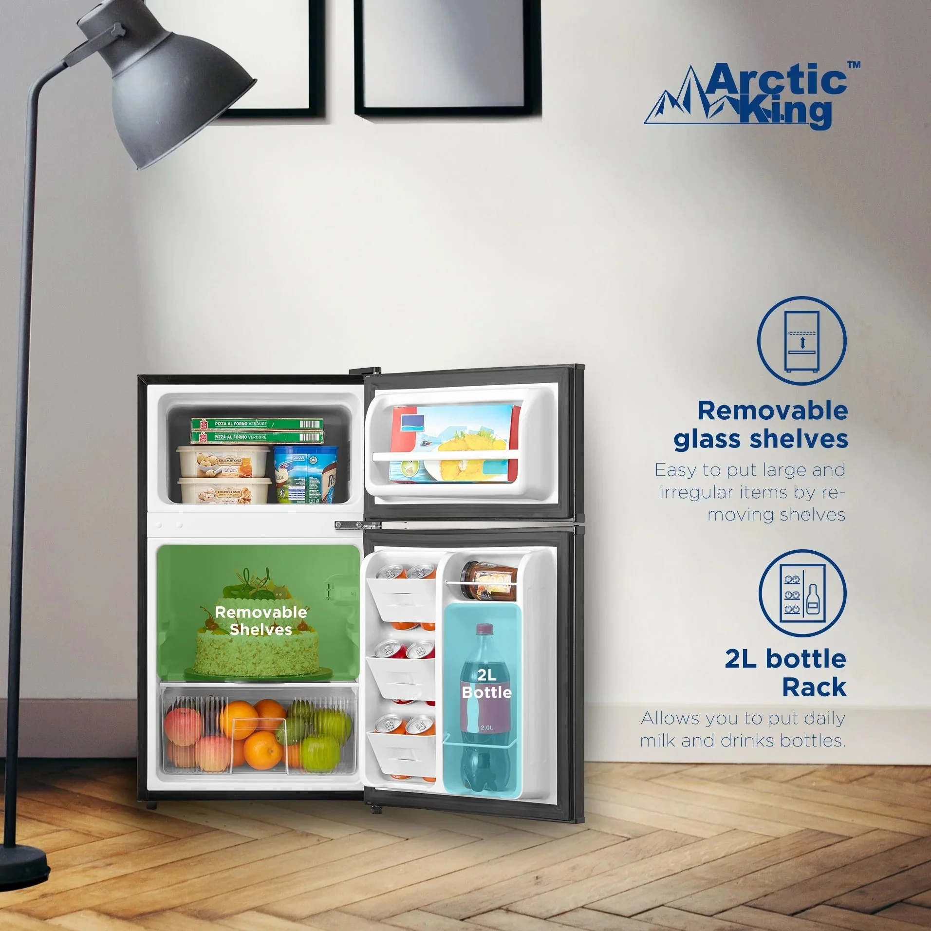 Arctic King Two-Door Mini Fridge With Freezer, 3.2 Cu. Ft., Stainless Steel - Image 30