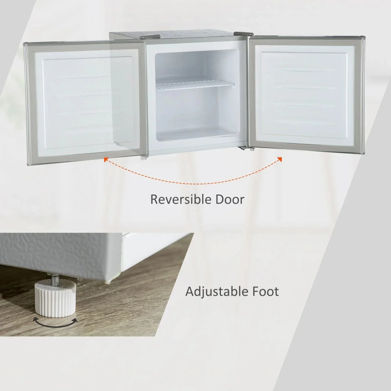 HOMCOM Countertop Upright Mini Freezer, 1.1 Cu.Ft, Gray - 05 - Image 6