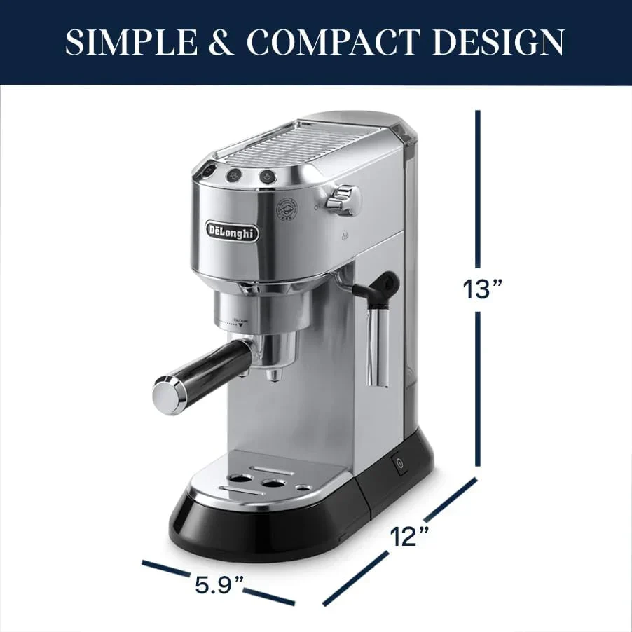 De'Longhi Dedica Espresso Machine With Manual Milk Frother, 1 Liters, Silver - EC680M - Image 3