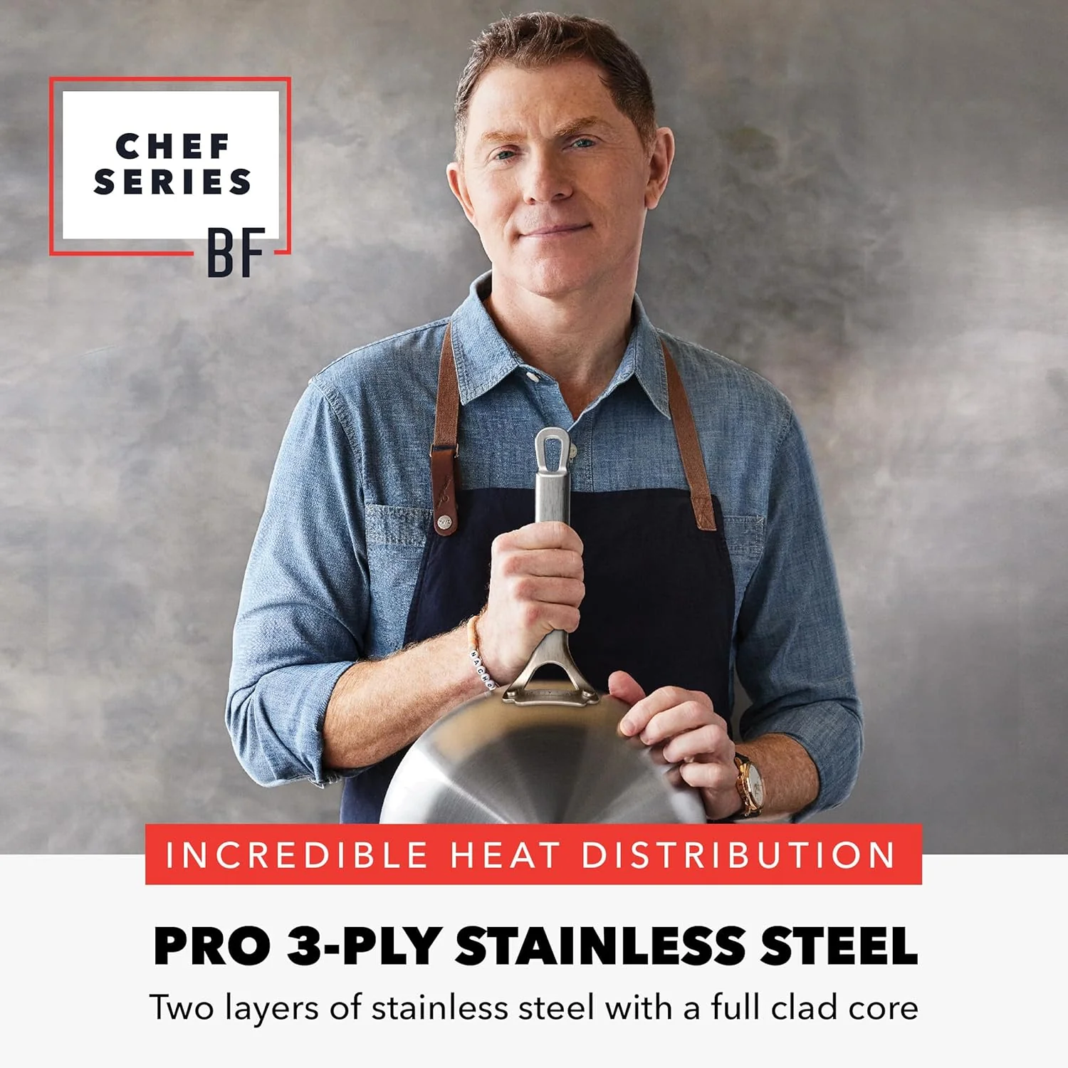 GreenPan x Bobby Flay 10 Piece Stainless Steel Tri-Ply Cookware Set - 8QT Stockpot - Image 2