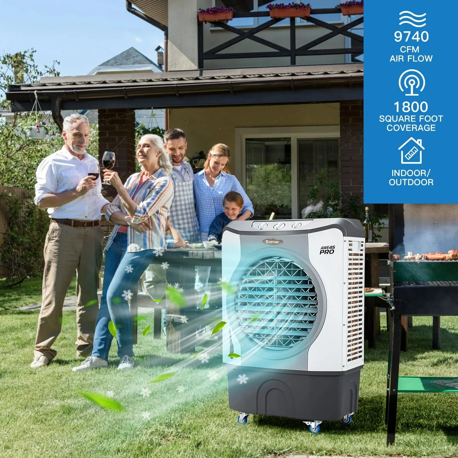 45L 3-in-1 Evaporative Air Cooler, Gray - 26.5 x 16 x 40 inch - Image 3