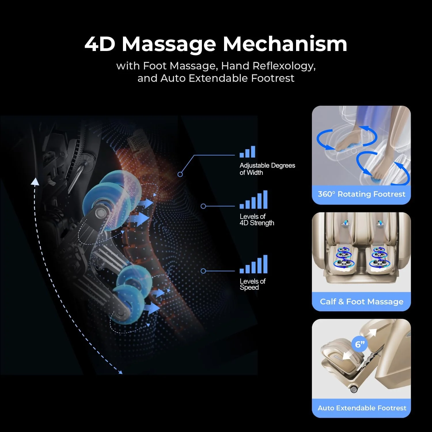 Osaki Full Body Massage Chair With 360 Rotating Footrest, Brown - 4D Achilles - Image 2