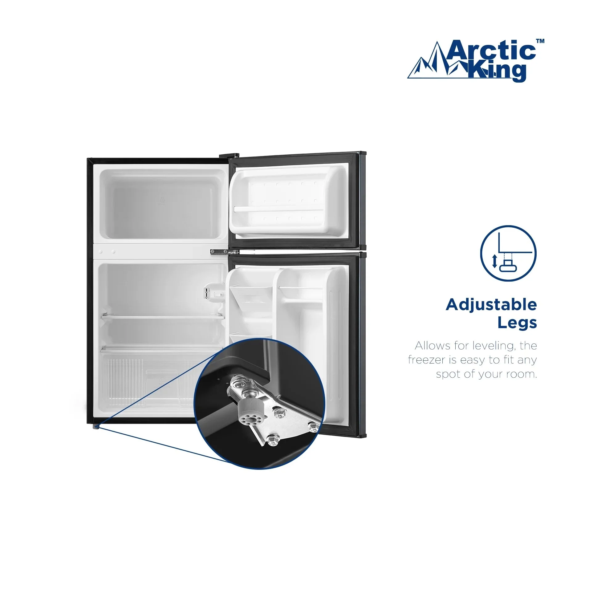 Arctic King Two-Door Mini Fridge With Freezer, 3.2 Cu ft, 18.5 in x 19.4 in x 33.3 in, Stainless Steel - E-Star - Image 11