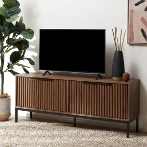 SAFAVIEH Deandra 4-Door Media Stand for Entertainment - Accommodates Up to 65-Inch Flat Screen TV - Dimensions: 60.8" W x 17.7" D x 24.6" H