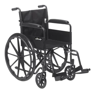 Drive Medicals Silver Sport 1 Wheelchair With Full Arms And Swing Away Removable Footrest - Silver Sport 1