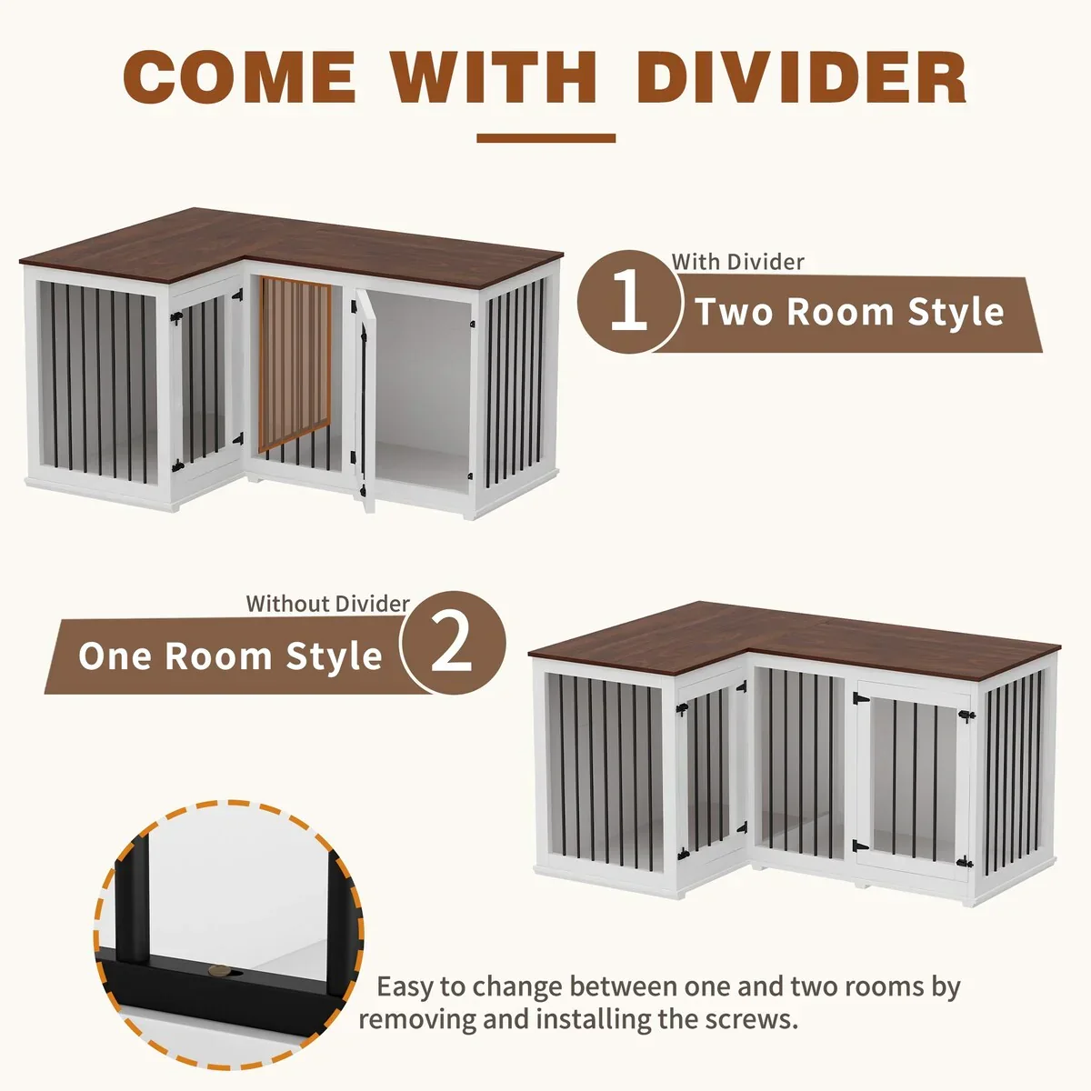 L Shape Corner Dog Crate Furniture For 2 Dogs, 58.7X41.1 - Image 25