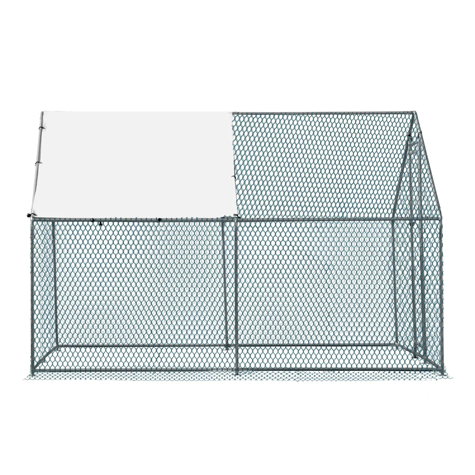 10 x 10 ft Metal Chicken Coop Walk-In Poultry Cage With Waterproof Cover - Image 2