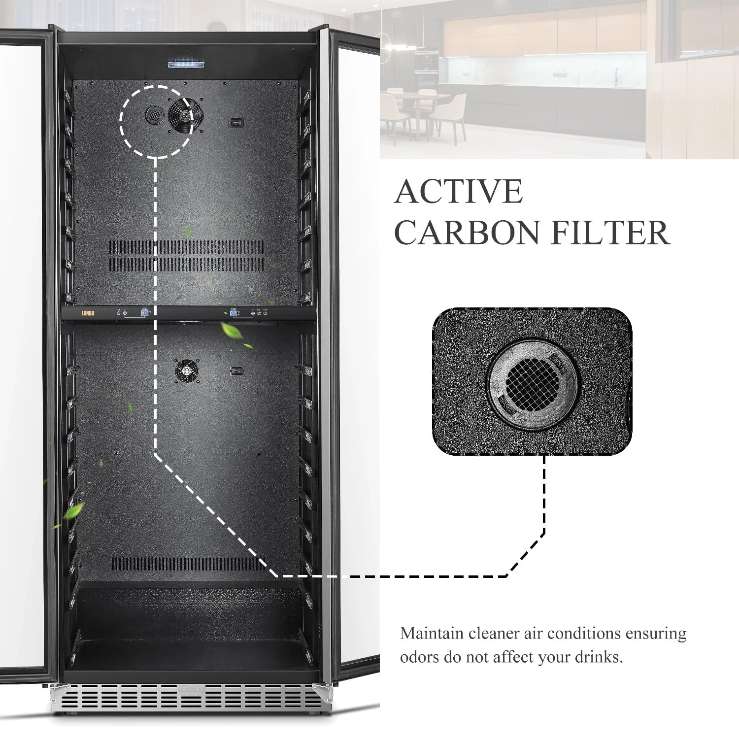 Lanbo 32 Inch 287 Bottle Dual Zone Compressor Freestanding Wine Refrigerator - LW328DD - Image 16