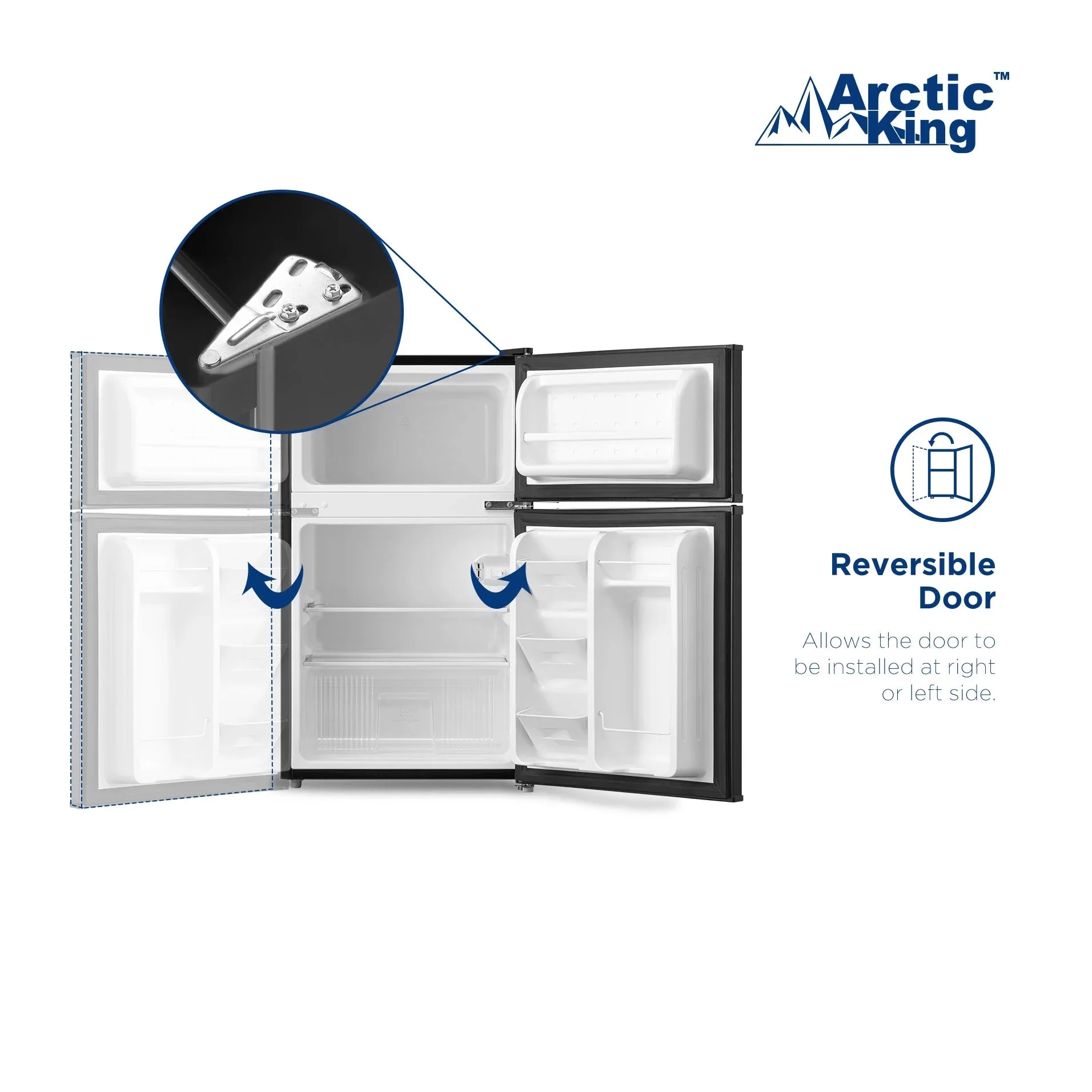 Arctic King Two-Door Mini Fridge With Freezer, 3.2 Cu ft, 18.5 in x 19.4 in x 33.3 in, Stainless Steel - E-Star - Image 25
