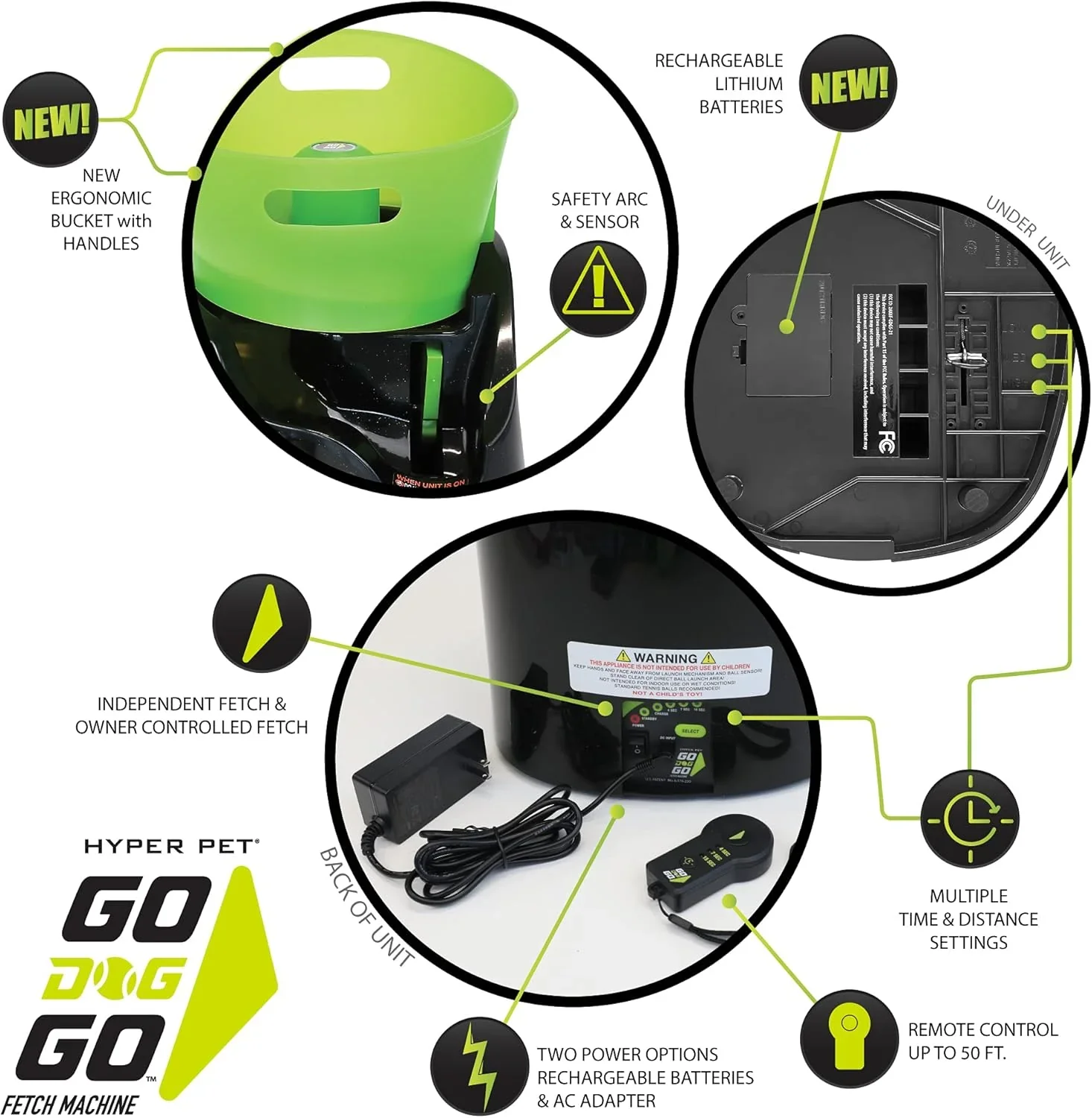 Hyper Pet Automatic Dog Ball Launcher With 5 Balls, Green/Black - GoDogGo - Image 3