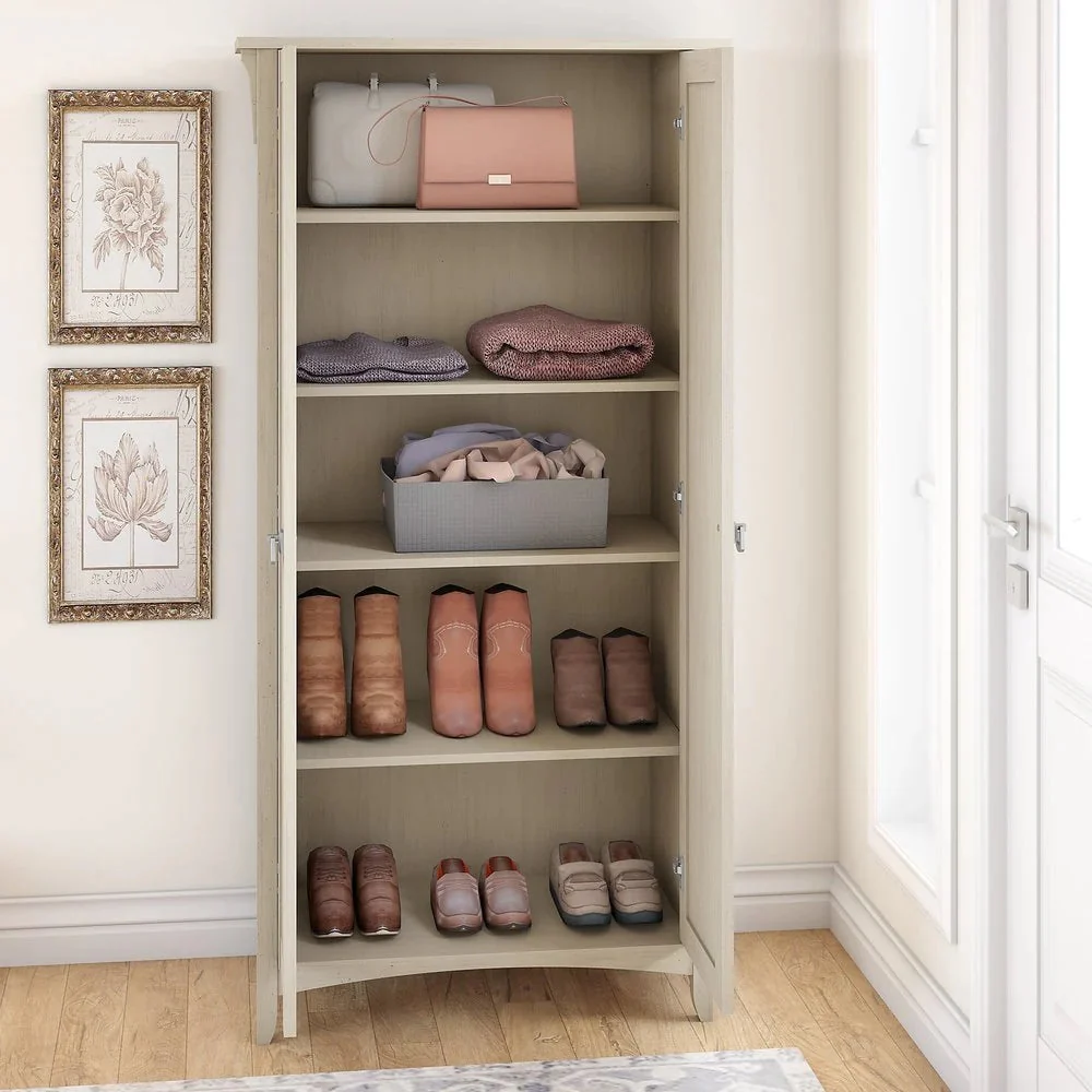 Tall Freestanding Storage Cabinet With Doors And 5 Shelves - Image 16