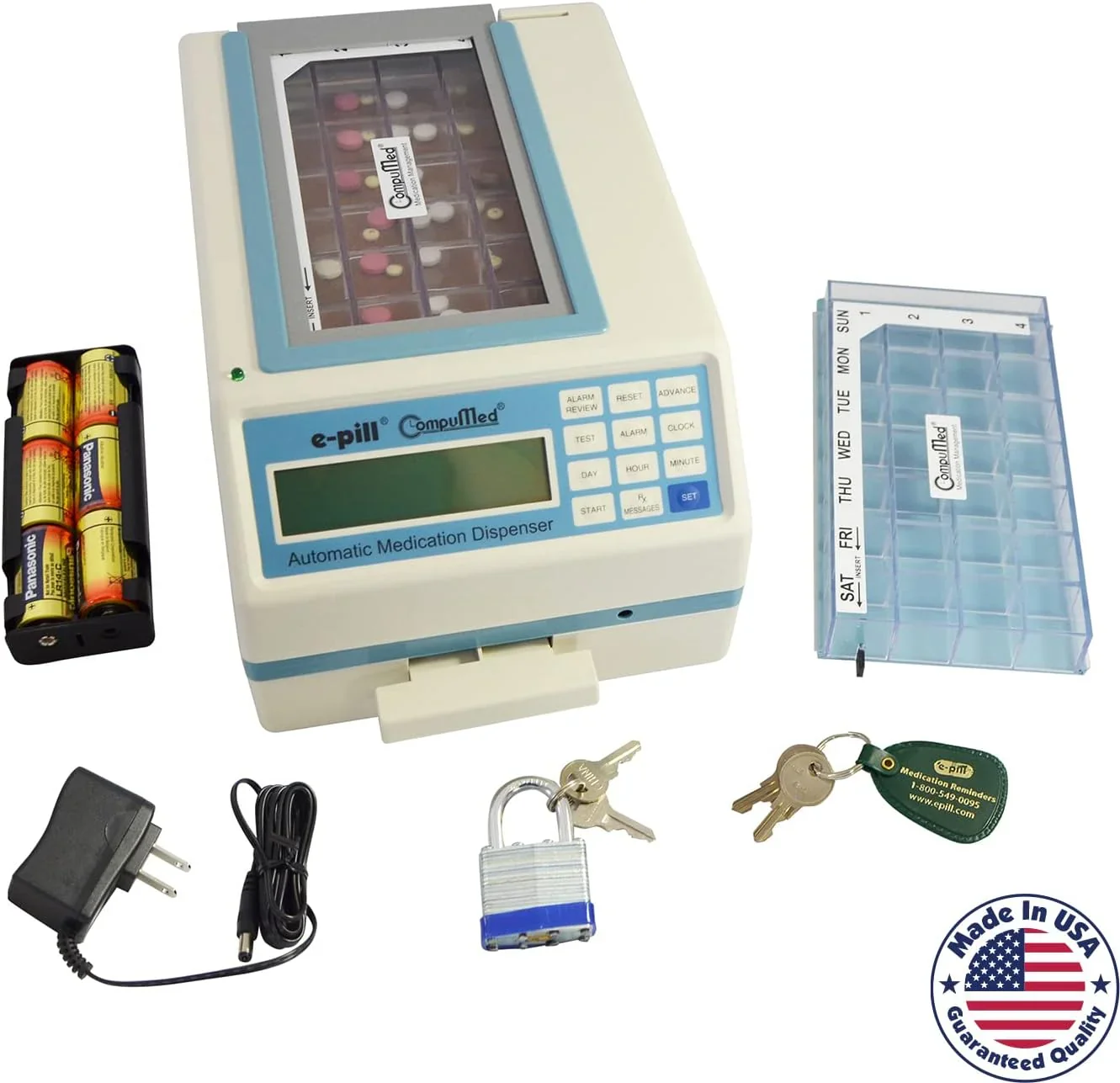 e-pill Automatic Pill Dispenser, Tamper Resistant, AC Powered, 7x4 Weekly Tray - CompuMed - Image 2