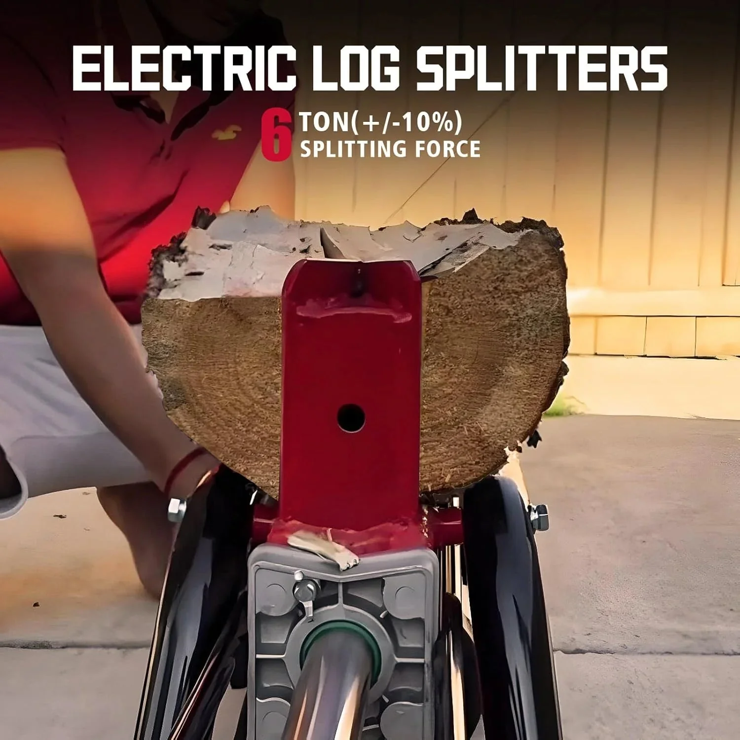 PowerSmart Electric Log Splitter 7-Ton - Efficient Wood Splitter with 3500 Motor Speed, 15 Amp, Horizontal Full Beam Design and Steel Wedge for Firewood & Kindling Cutting - Image 11