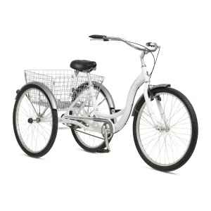 Schwinn Meridian Adult Tricycle Bike Mens and Womens Three Wheel Beach Cruiser 26-inch Wheels Low Step-Through Frame Wide Seat Rear Folding Basket Sin