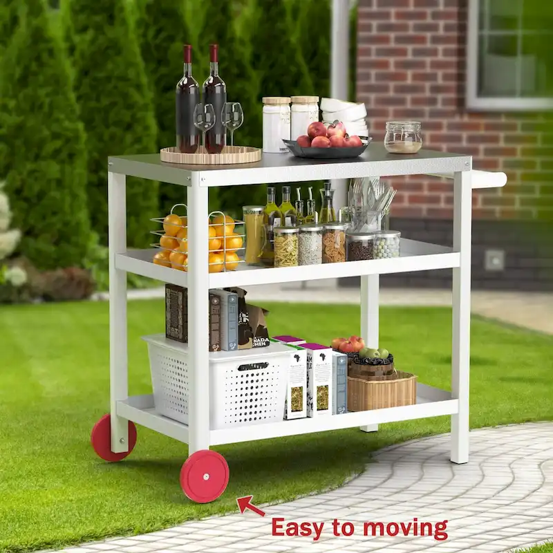 Portable Kitchen Island Grill Cart for Patios - Image 21
