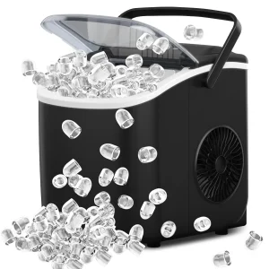 Joy Pebble Countertop Bullet Ice Maker With Handle, 9 Ice Cubes in 6 Mins, 26Lbs/24H