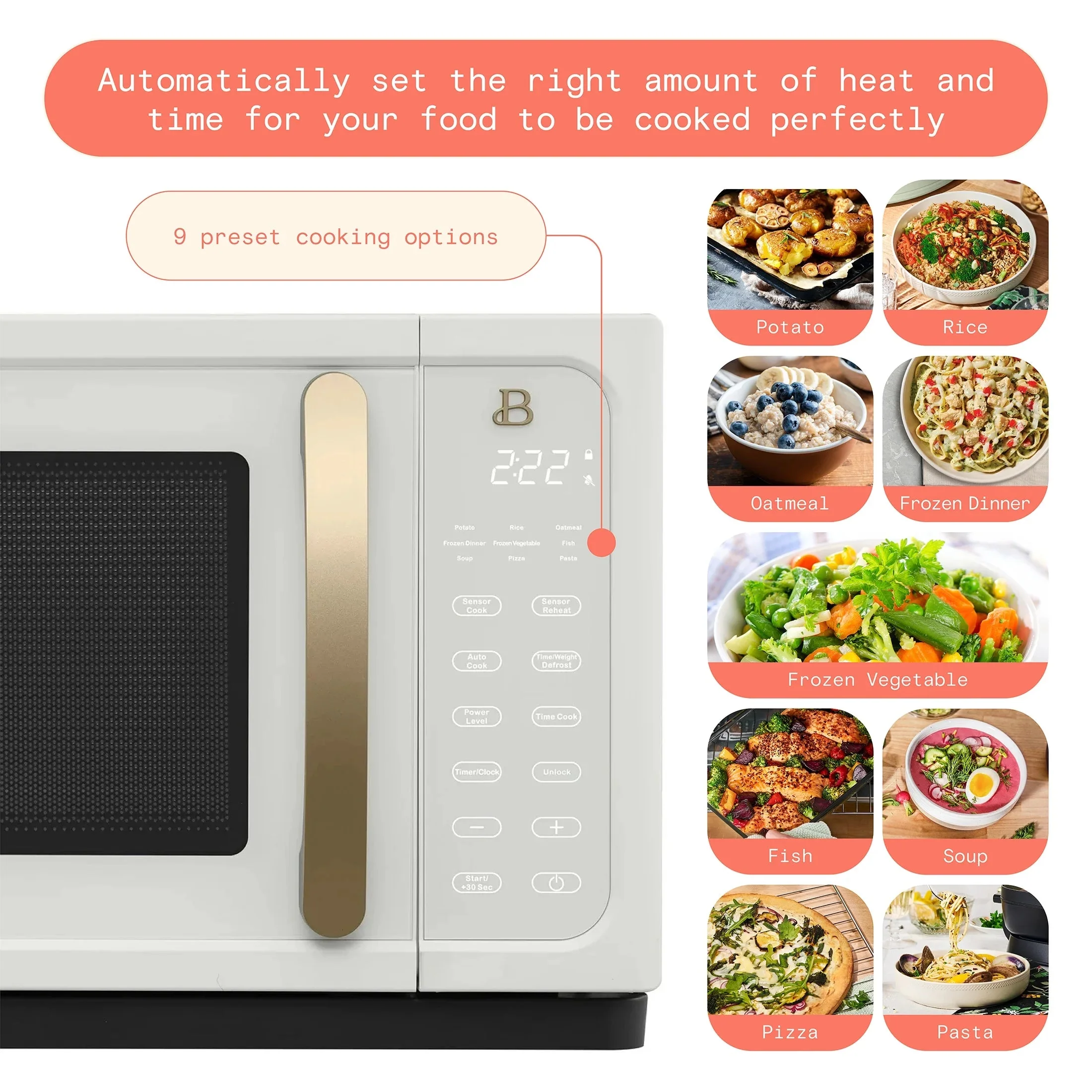 Beautiful 1.1 Cu ft 1000 Watt Sensor Microwave Oven, White Icing - BFCMS811WEST10 - Image 9