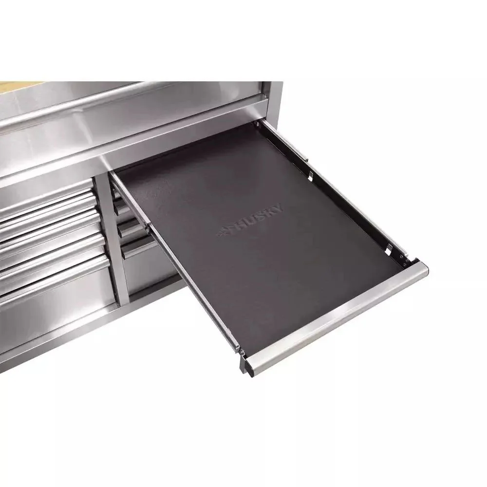 72 in 18-Drawer 24 in. D Mobile Workbench with Solid Wood Top Stainless Steel - Image 8