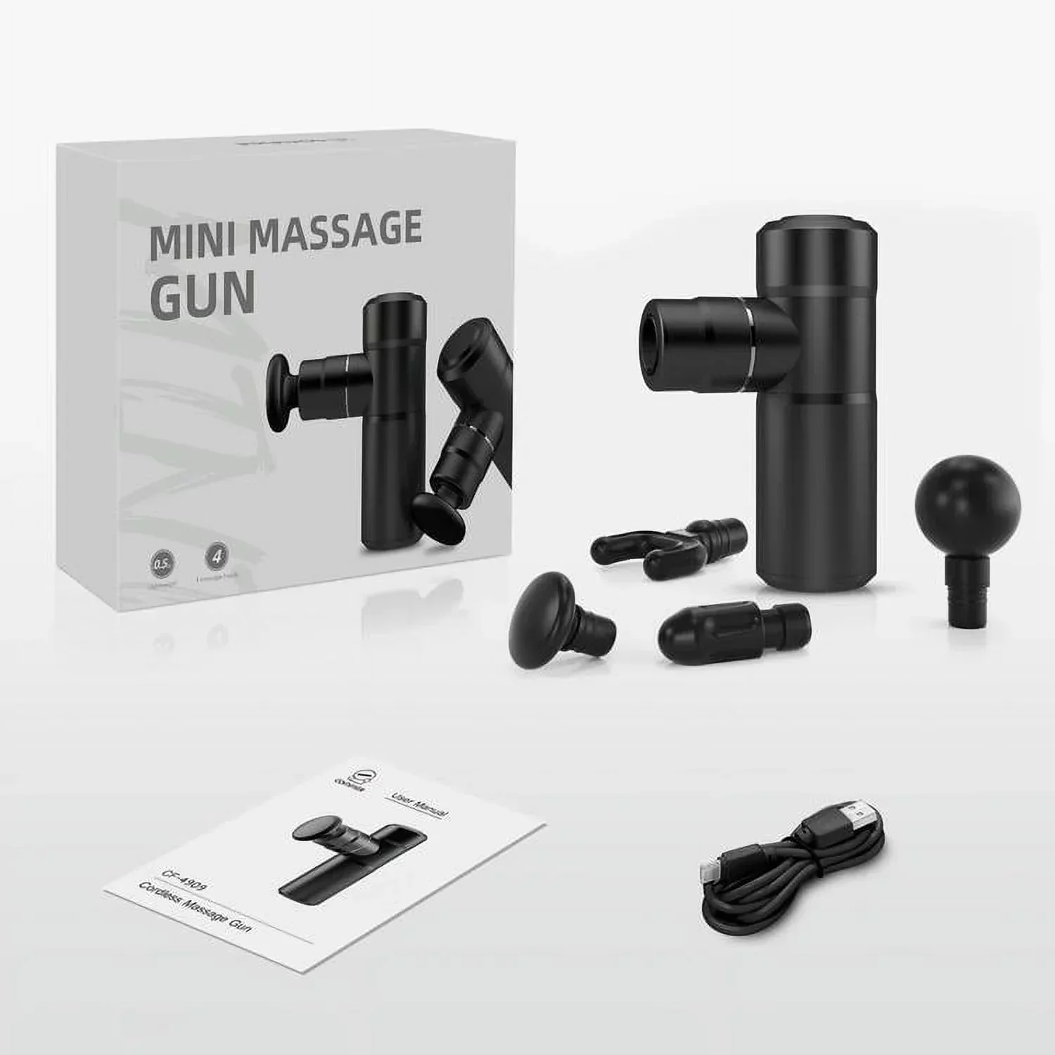 Comfier Mini Deep Tissue Massage Gun With 4 Heads And USB Charging - Image 5