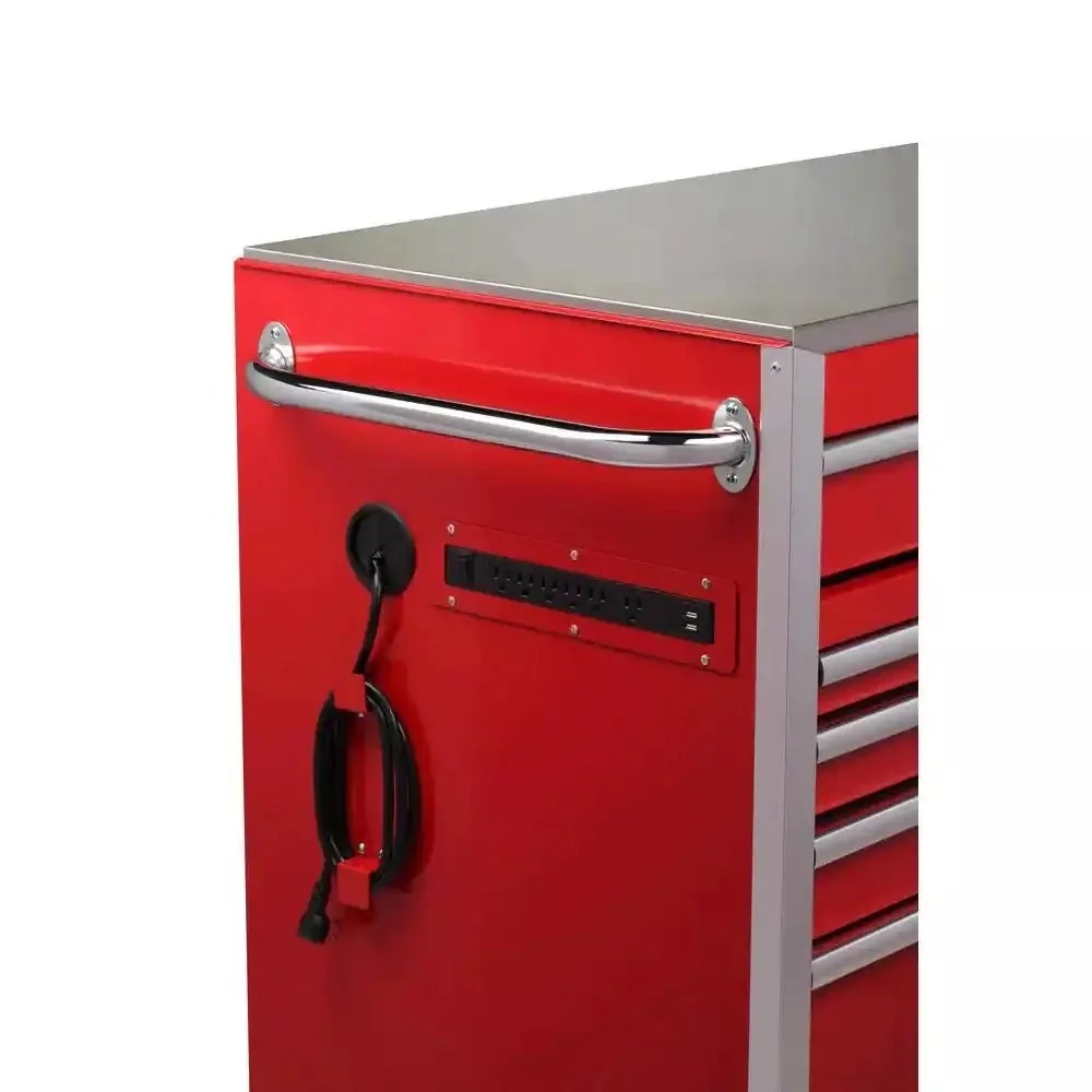 Heavy-Duty 72 in. W x 24 in. D 15-Drawer Tool Chest Mobile Workbench with Stainless Steel Top and Dual Locks in Red - Image 3