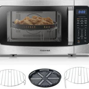 TOSHIBA 4-in-1 Countertop Microwave Oven, 1.5 Cu Ft, 1000W, Silver - ML-EC42P(SS)