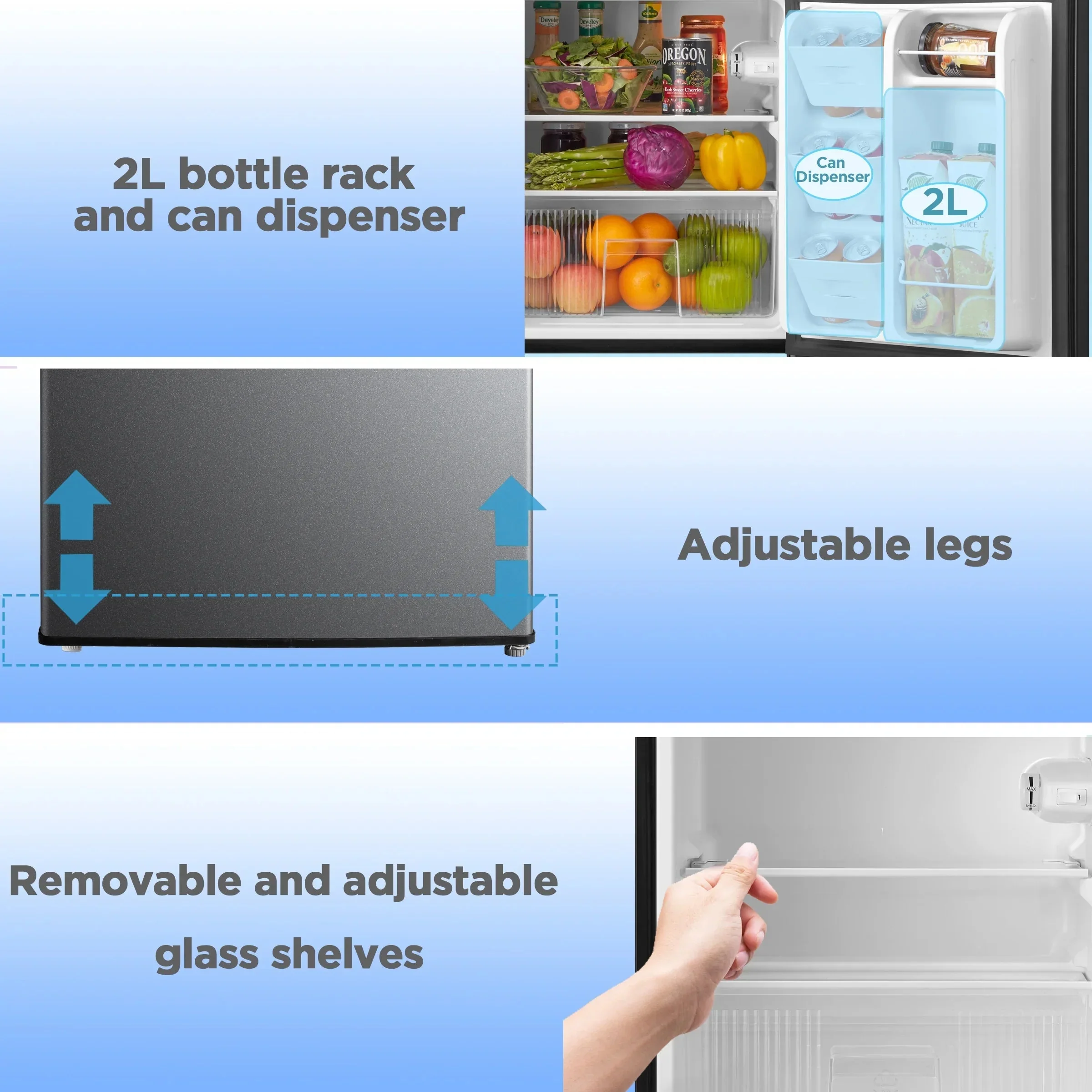 Arctic King Two-Door Mini Fridge With Freezer, 3.2 Cu. Ft., Stainless Steel - Image 9