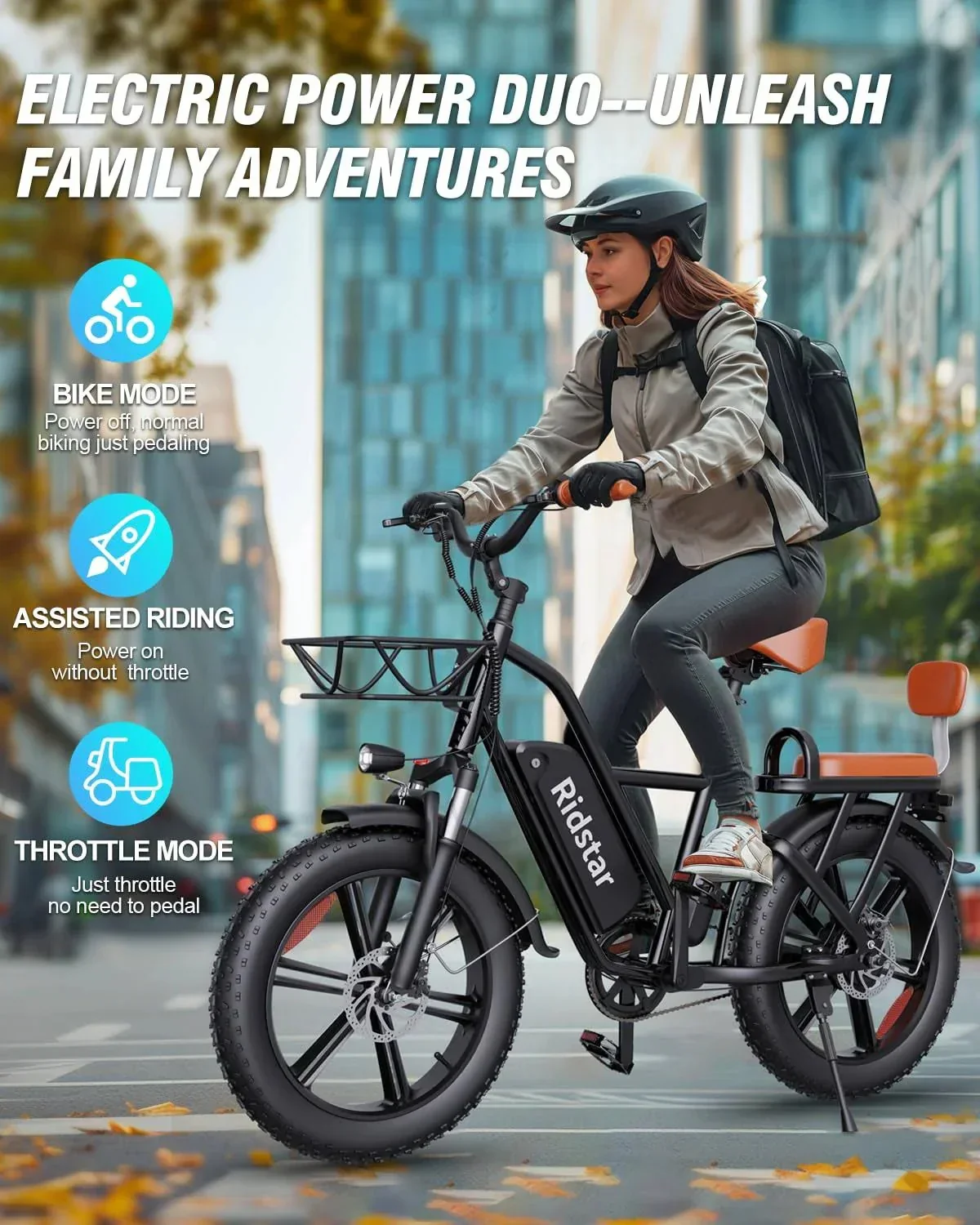 Bopzin 1000W Electric Bicycle for Adults, 48V 15Ah Removable Battery, 20" x 4.0" - 1000W - Image 5