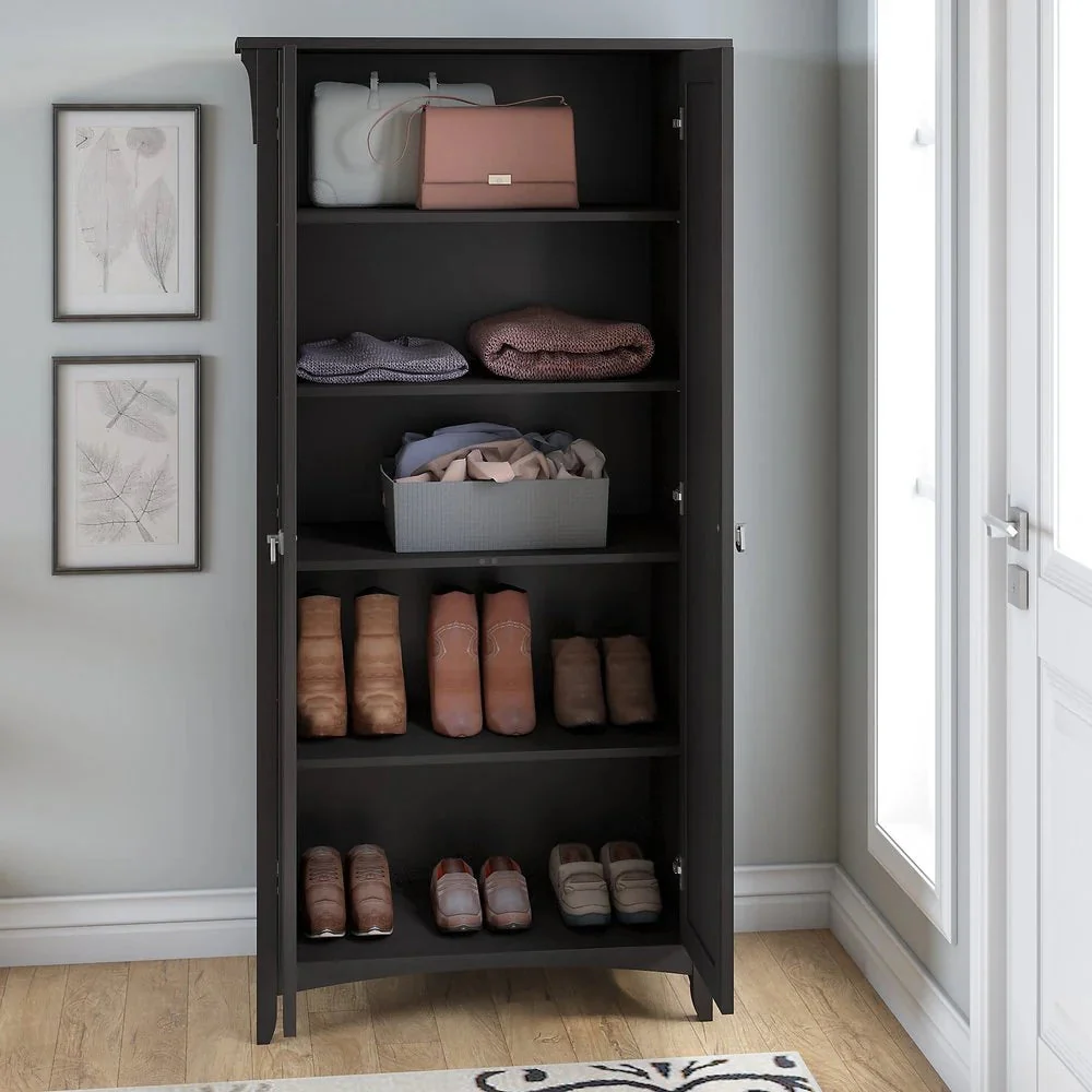 Tall Freestanding Storage Cabinet With Doors And 5 Shelves - Image 11