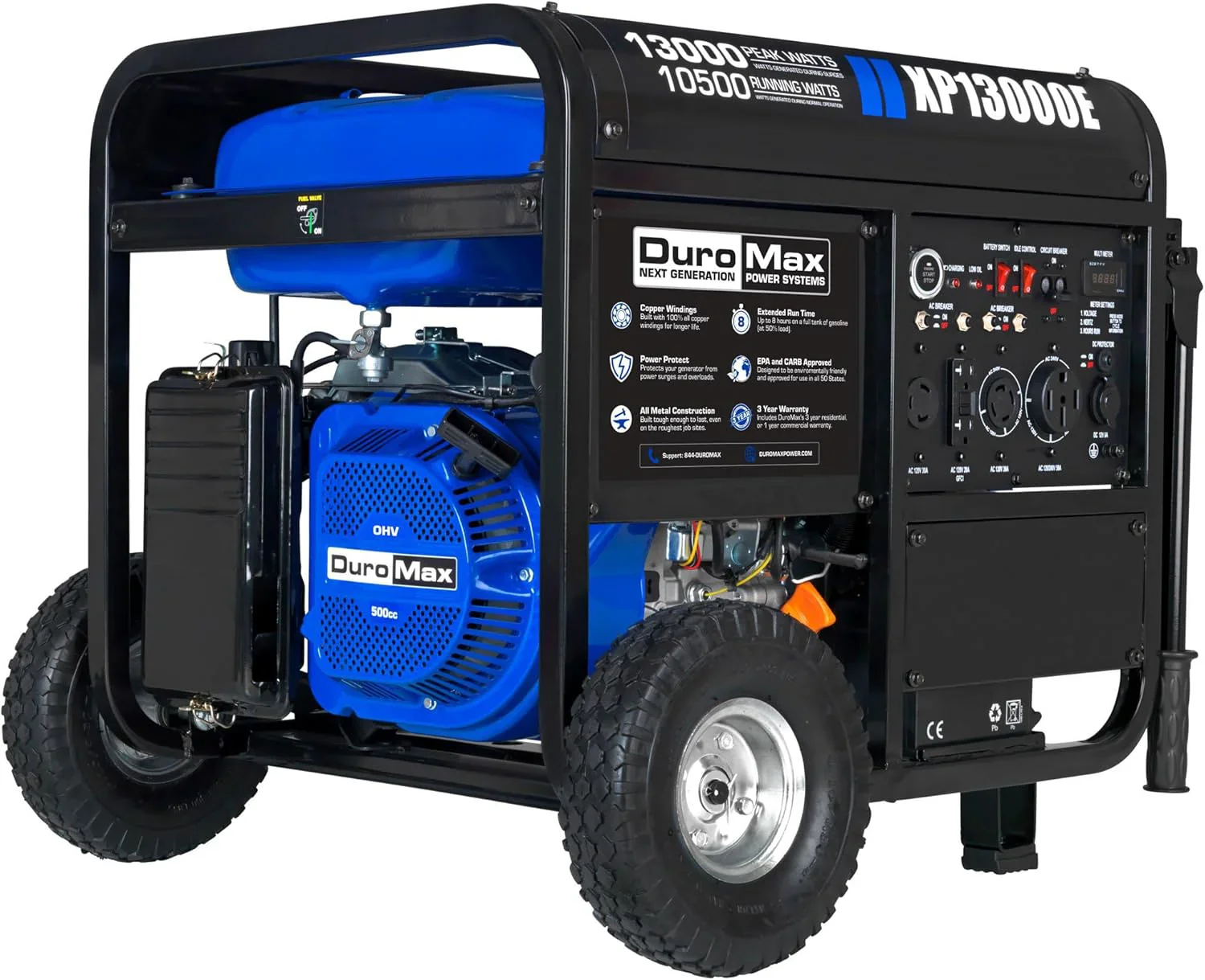 DuroMax XP13000EH 13,000-Watt Dual Fuel Portable Generator Gas & Propane Electric Start - Image 4