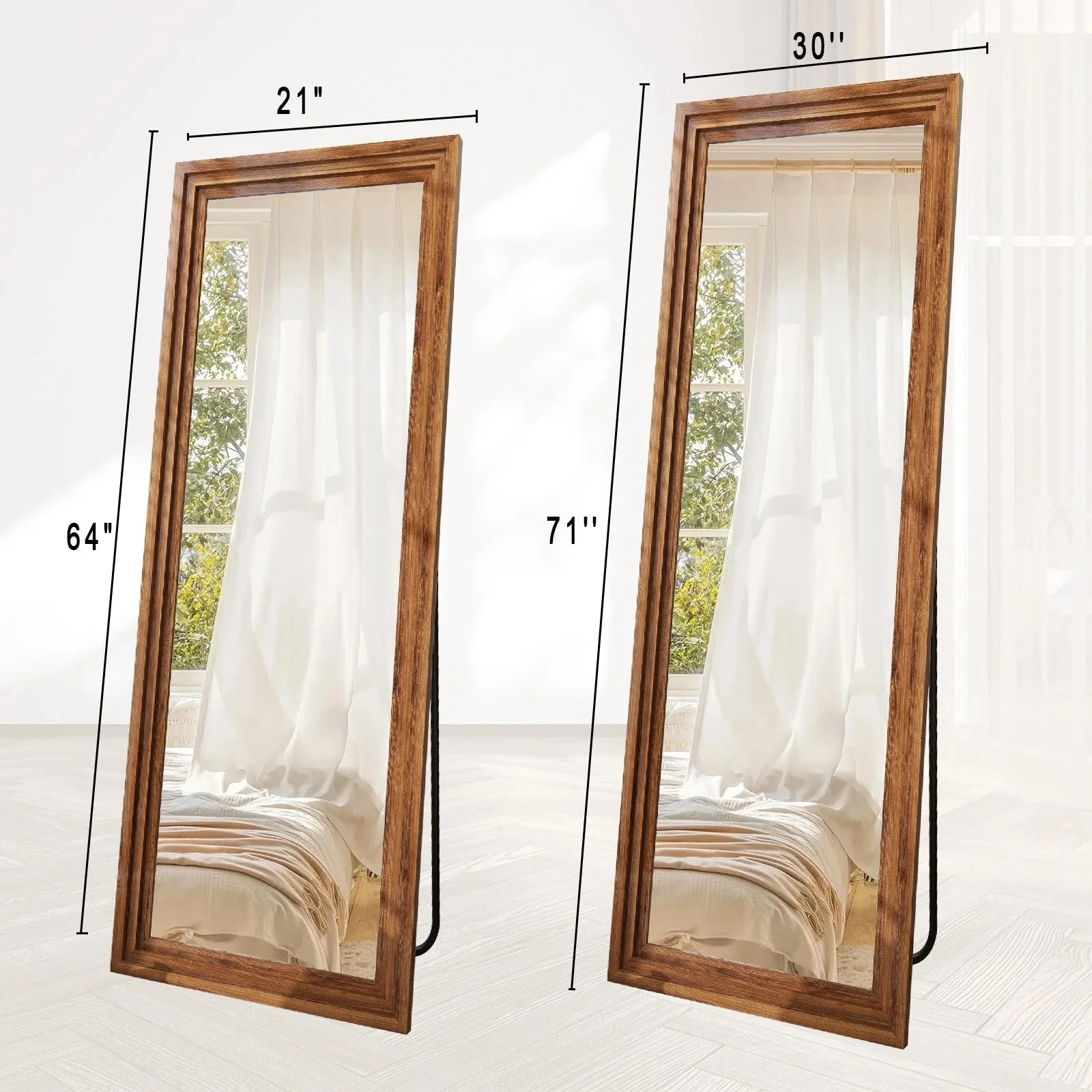 BEAUTYPEAK Full Length Floor Mirror With Stand, 64 x 21 in, Retro White - Image 17