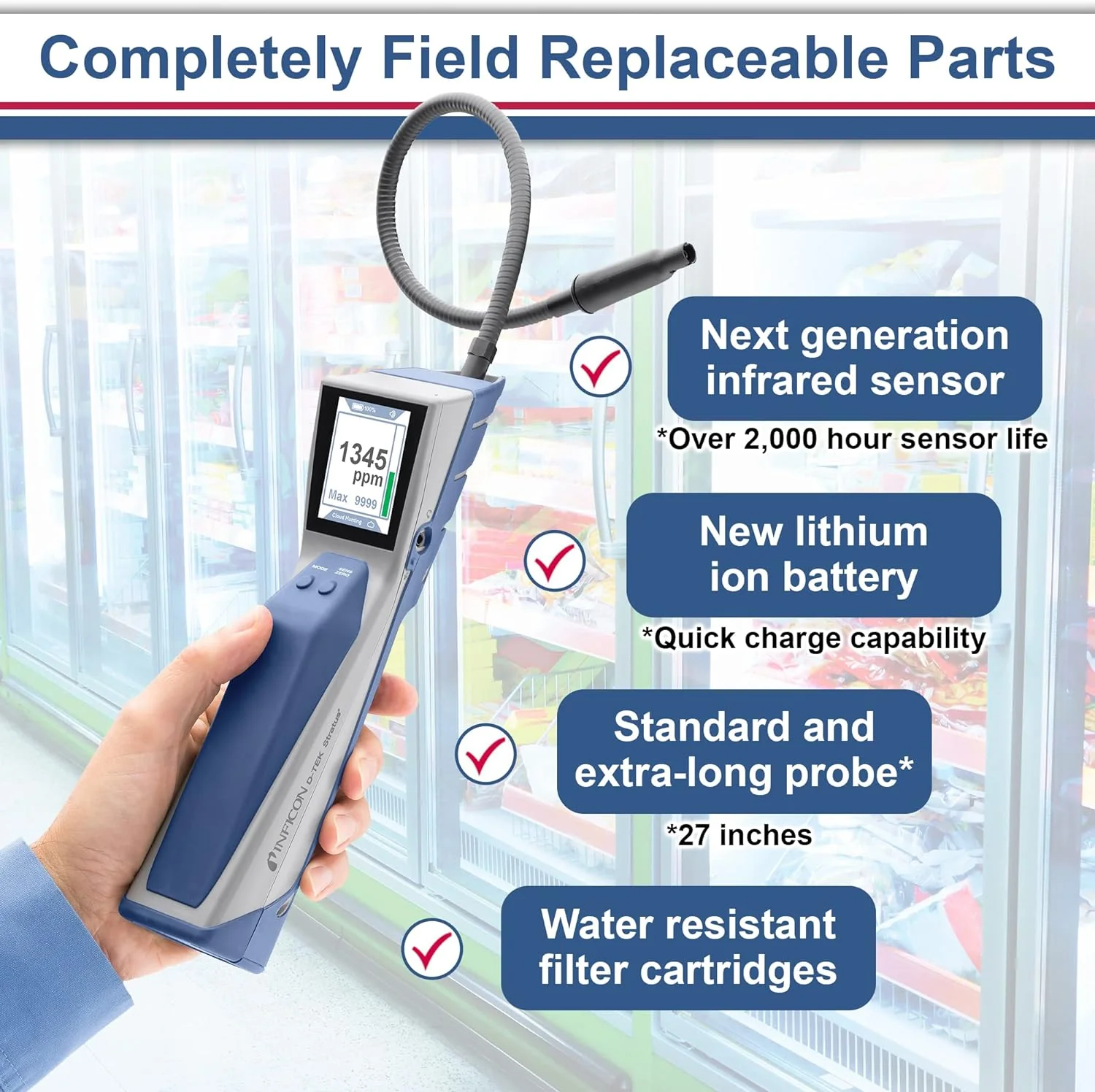 Refrigerant Leak Detector and Portable Monitor, Model: 724-202-G1,Off-White - Image 4