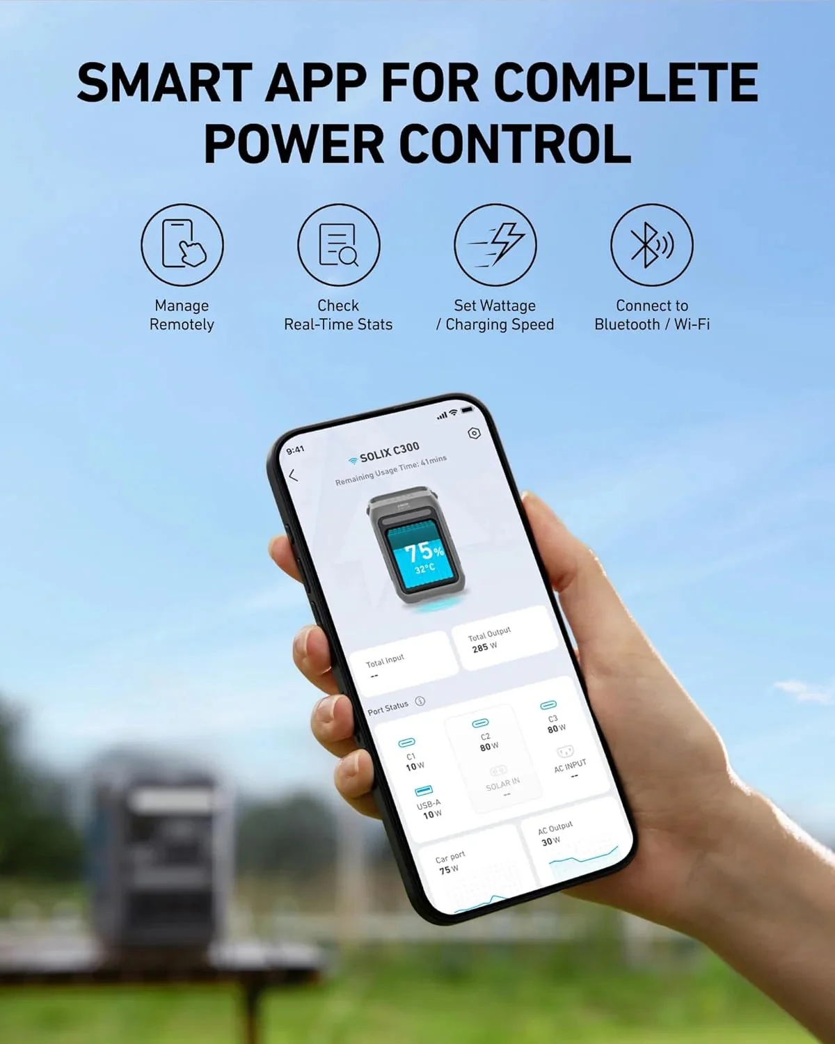 Anker Solar Generator SOLIX C300 with 60W Solar Panel, 288Wh Portable Power Station, 300W (600W Surge), LiFePO4 Battery, 140W Two-Way Fast Charging, for Outdoor Camping, Traveling, and Emergencies - Image 12