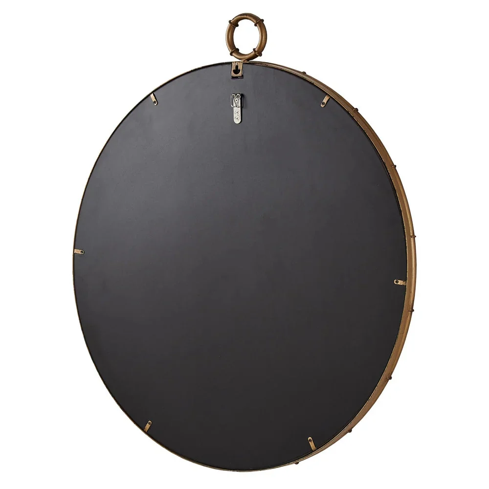 Round Wall Mirror With Antique Brass Finish And Decorative Ring Detail - 31.5in W x 1.5in D x 35in H - Image 5