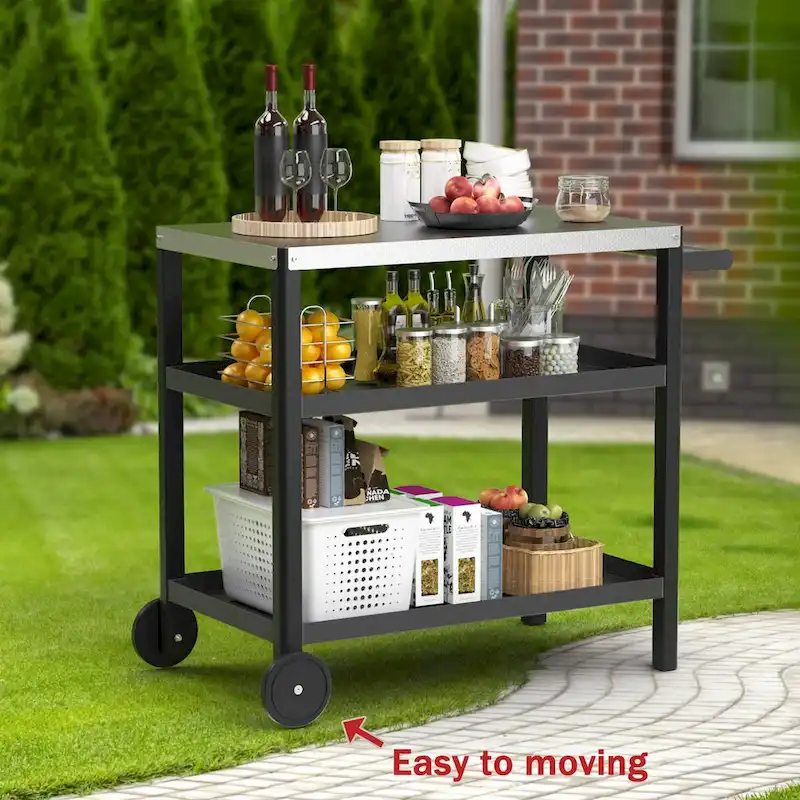 Portable Kitchen Island Grill Cart for Patios - Image 25