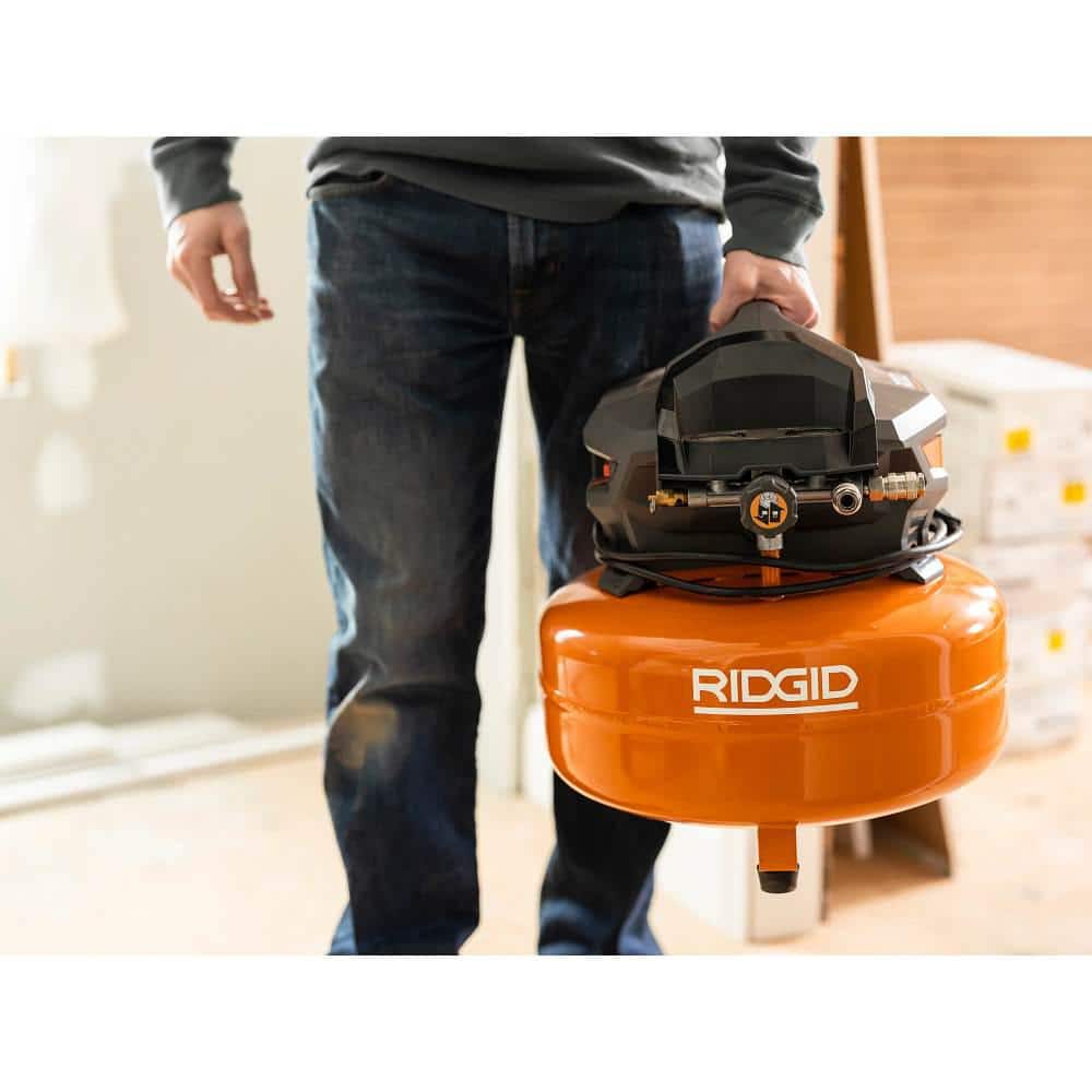 6 Gal. Portable Electric Pancake Air Compressor w/ 18GA Brad Nailer, 16GA Straight Finish Nailer, & 18GA Finish Stapler R69603FK - Image 4