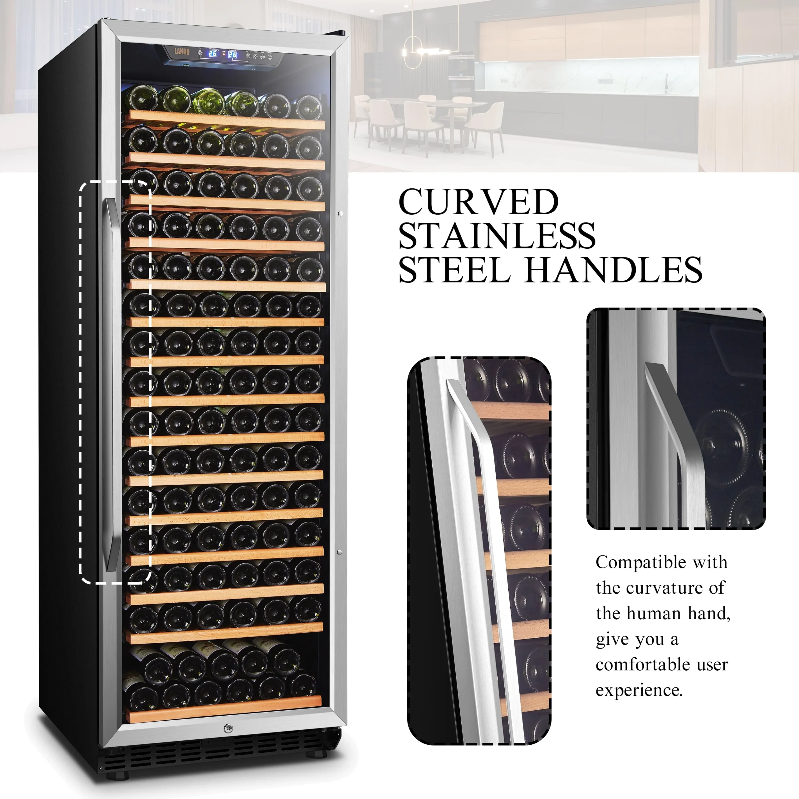 Lanbo 165 Bottle Built-In Black Single Zone Wine Cooler, 24 inch Width - LW177S - Image 16